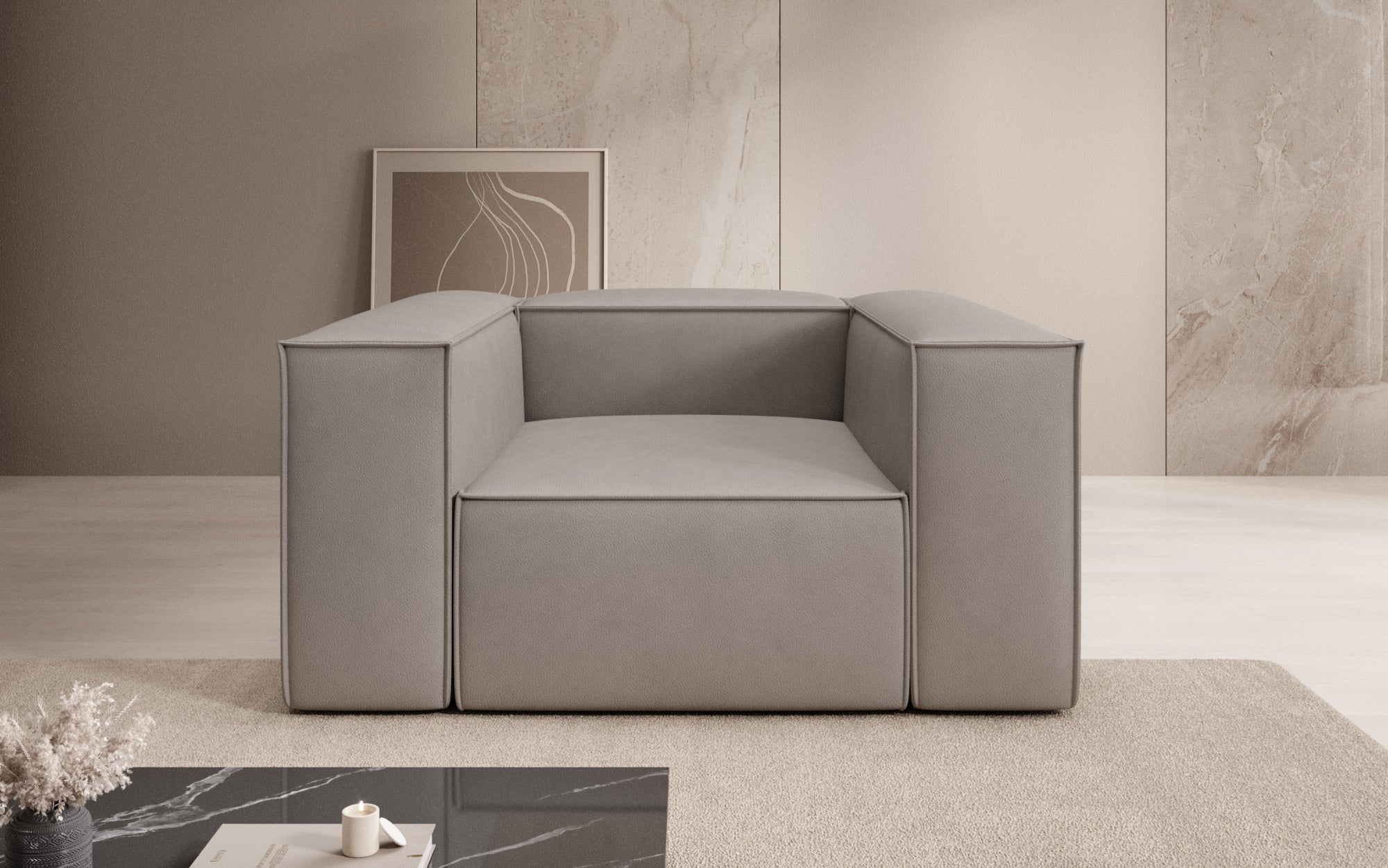 Designer Sofa-Lænestol Lesley i ægte læder