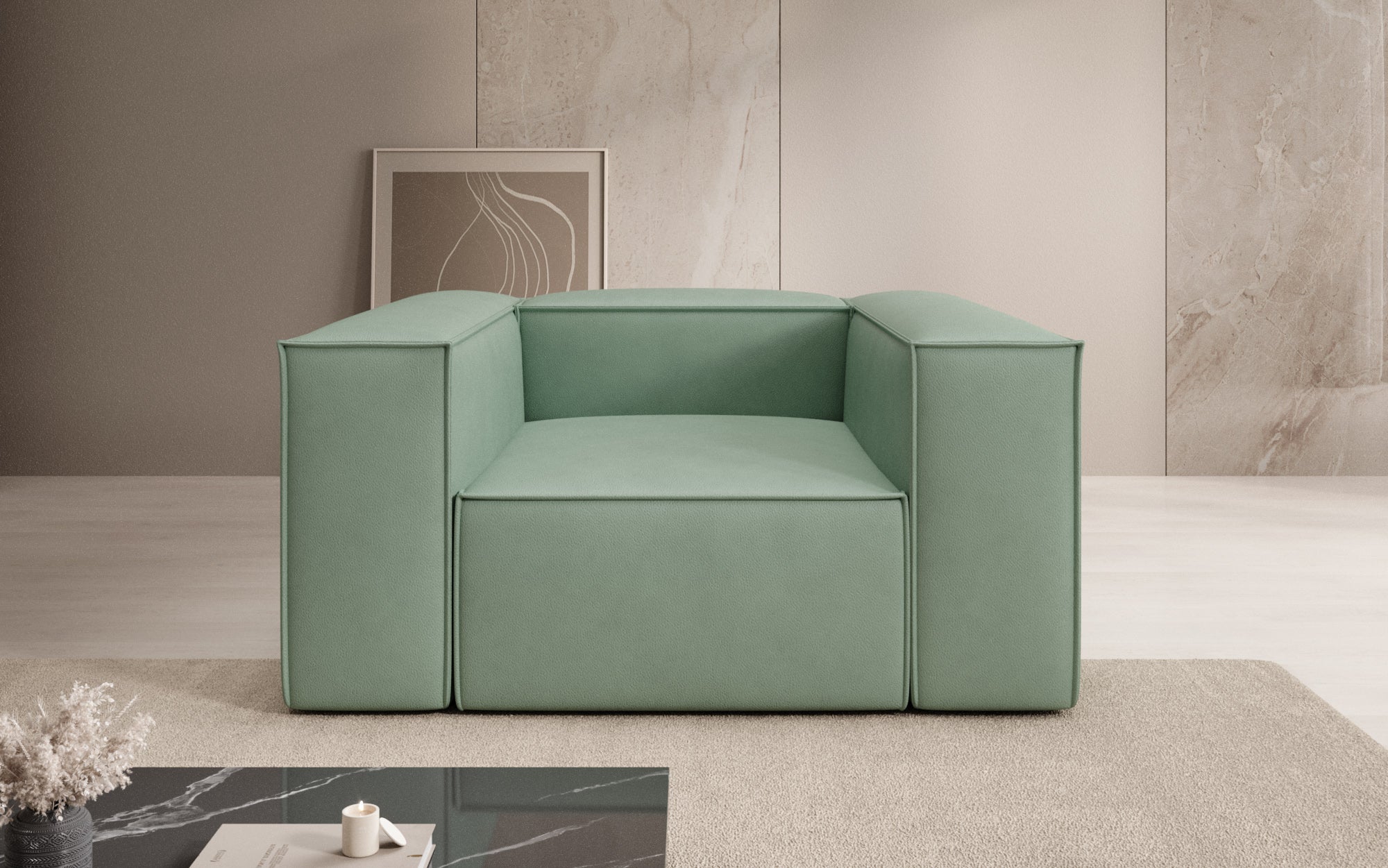 Designer Sofa-Lænestol Lesley i ægte læder