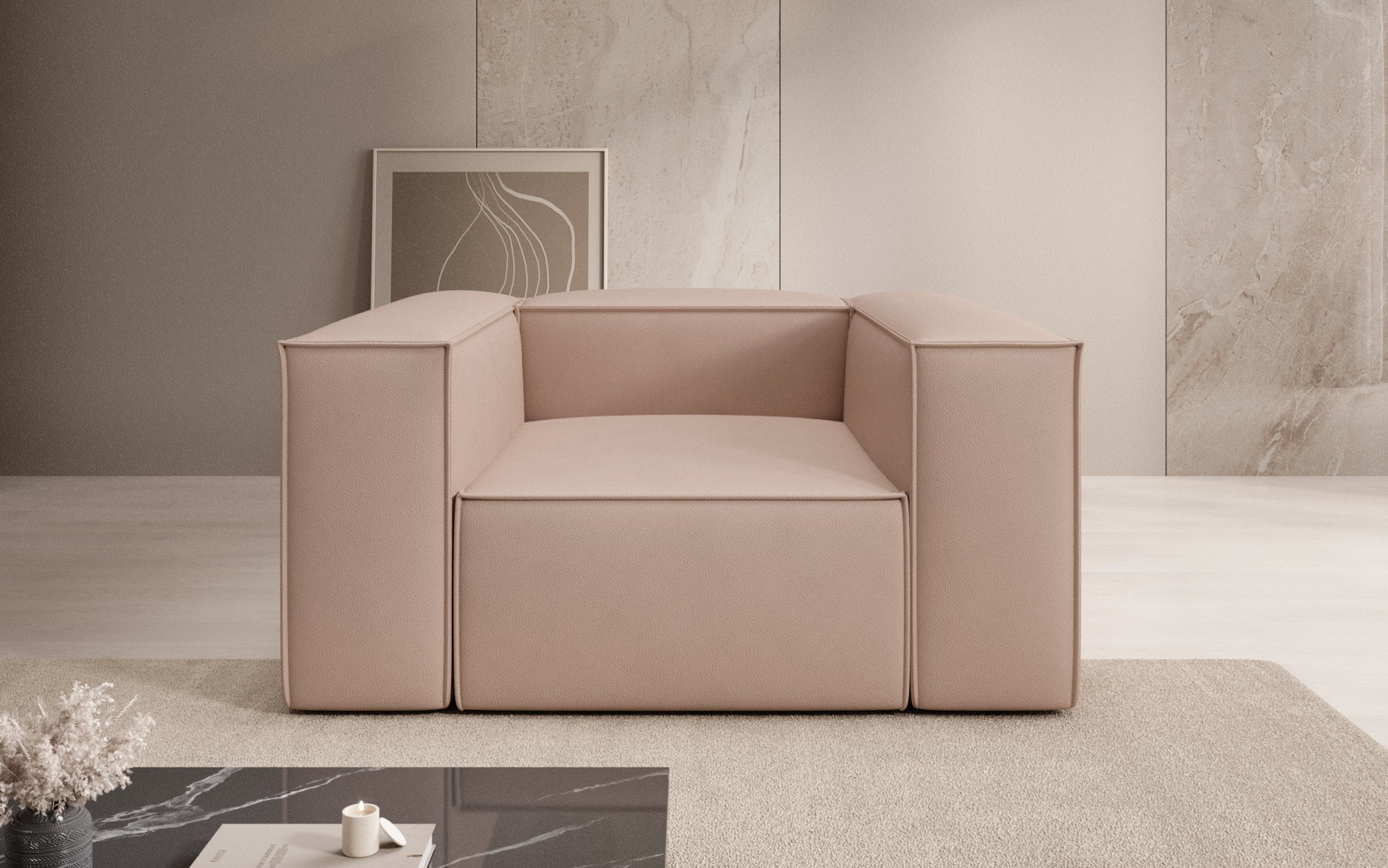 Designer Sofa-Lænestol Lesley i ægte læder