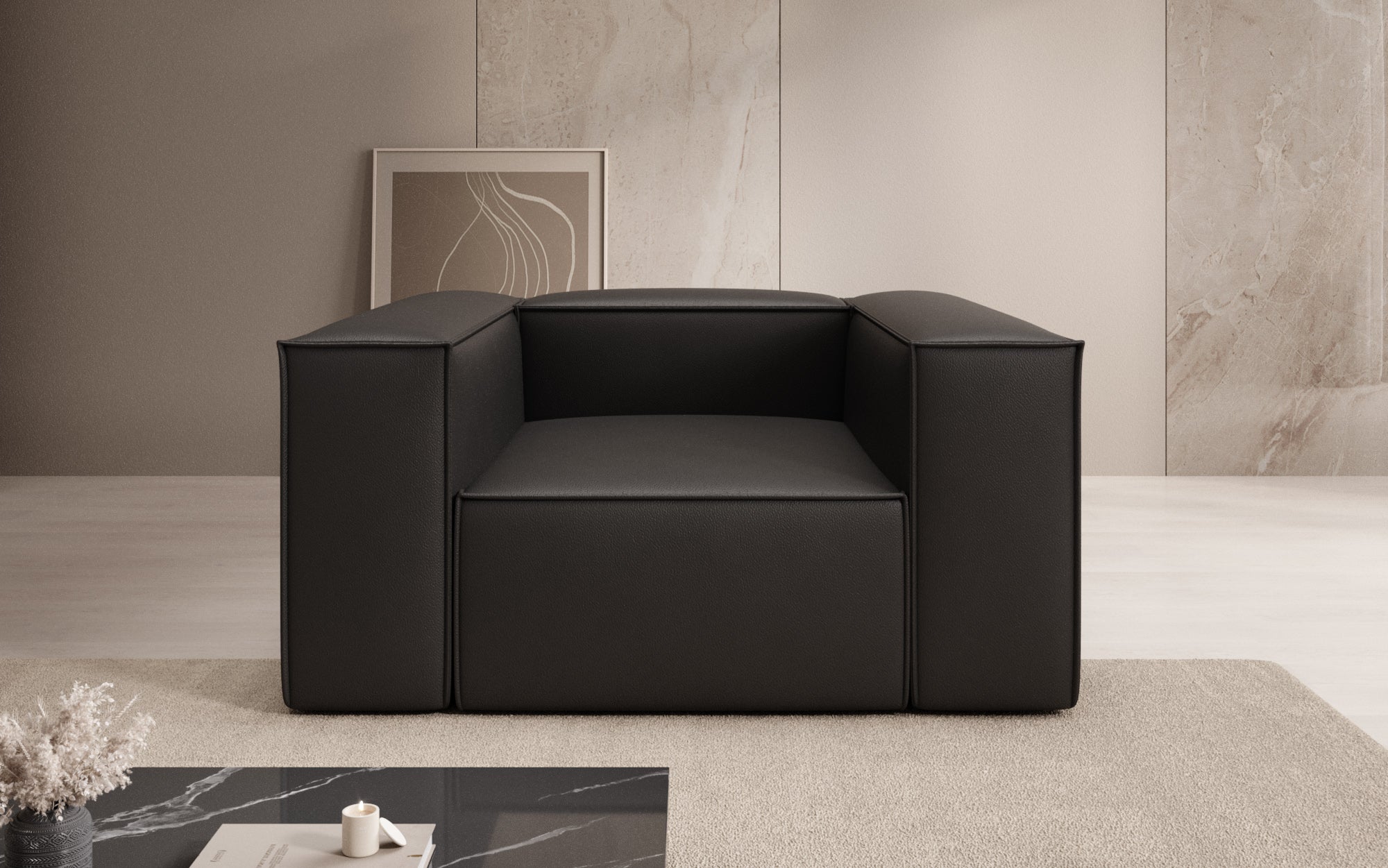 Designer Sofa-Lænestol Lesley i ægte læder