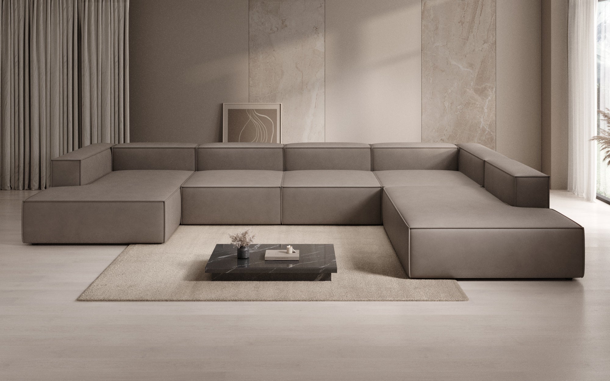 Designer Sofa Lesley U XXL i ægte læder