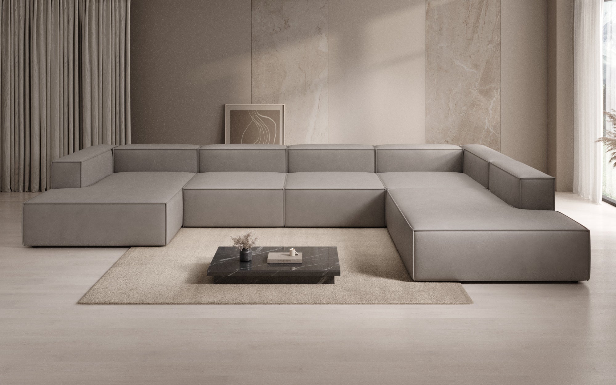 Designer Sofa Lesley U XXL i ægte læder