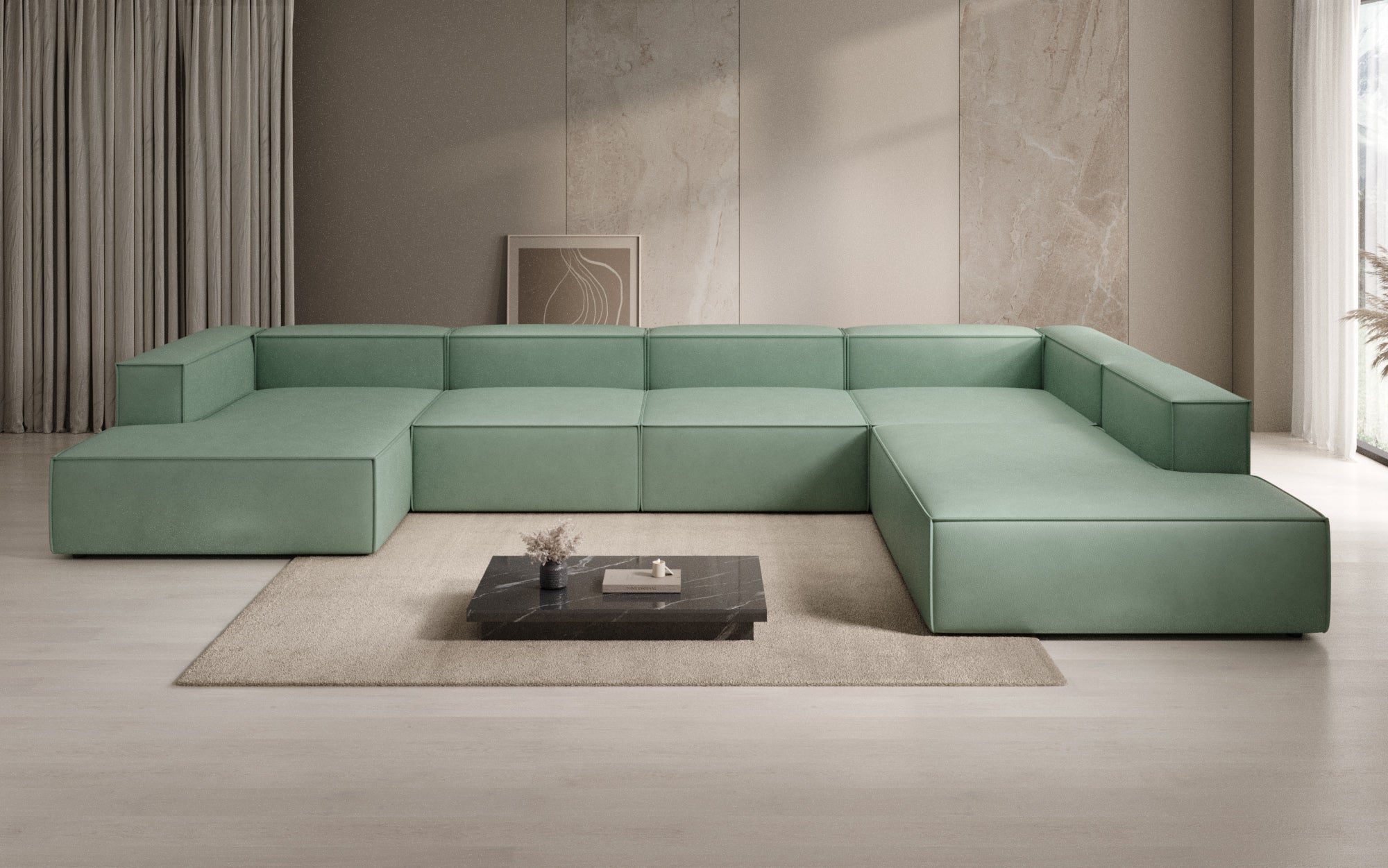 Designer Sofa Lesley U XXL i ægte læder