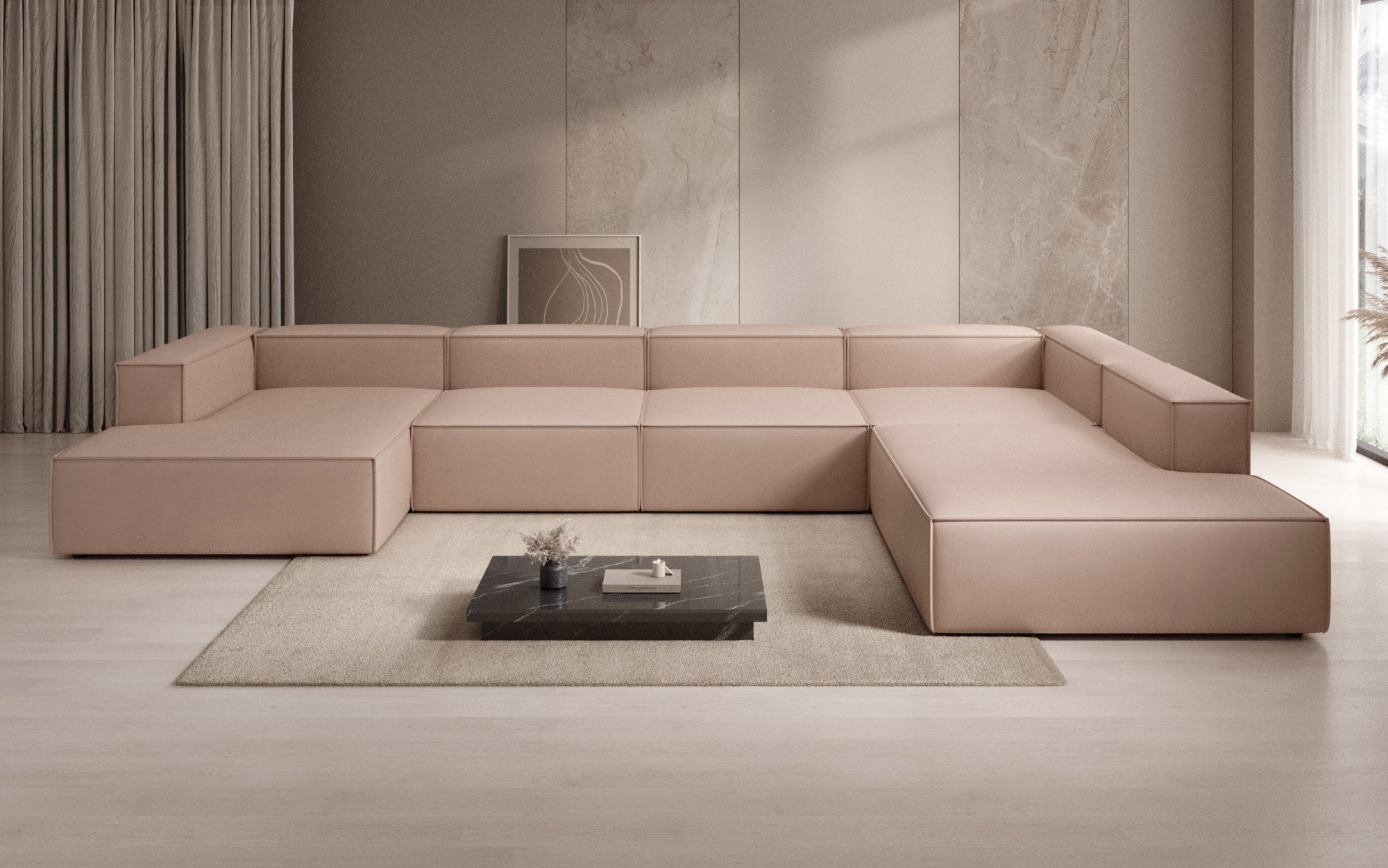 Designer Sofa Lesley U XXL i ægte læder