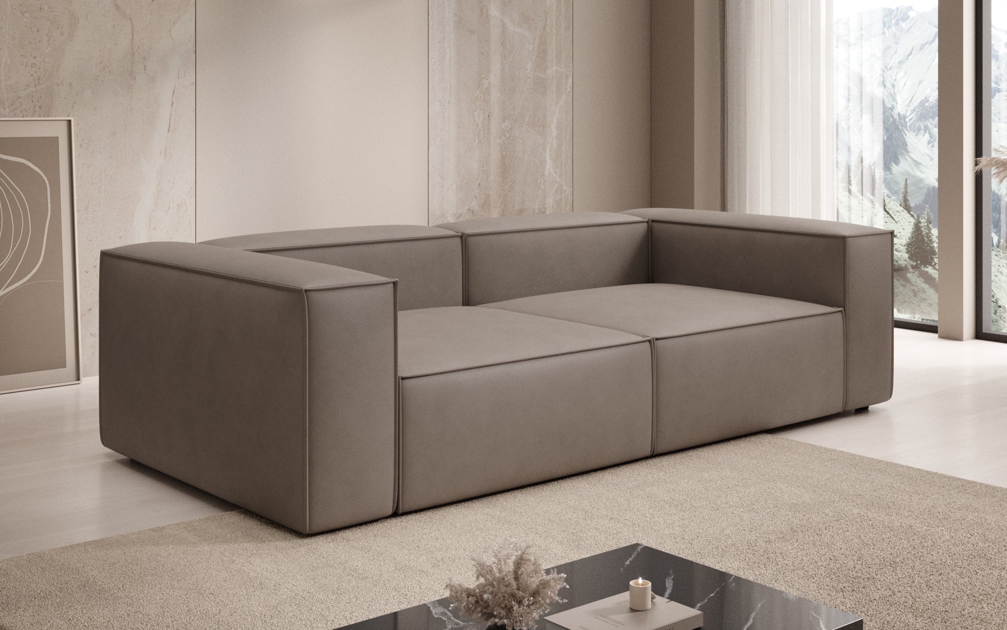 Designer Sofa Lesley 3-personers i ægte læder
