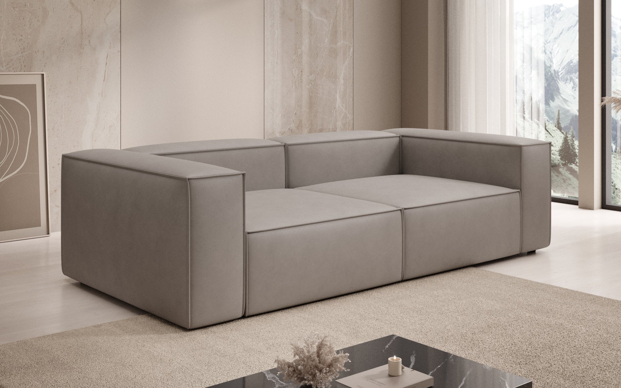 Designer Sofa Lesley 3-personers i ægte læder