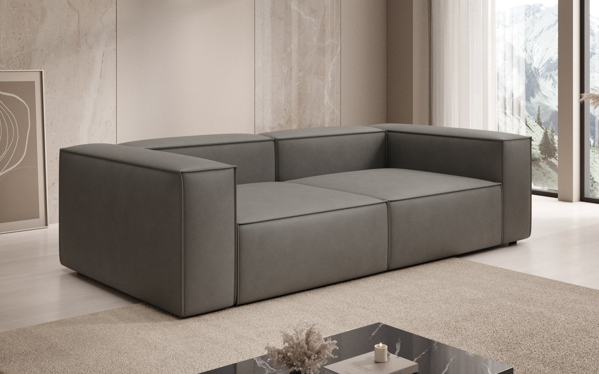 Designer Sofa Lesley 3-personers i ægte læder