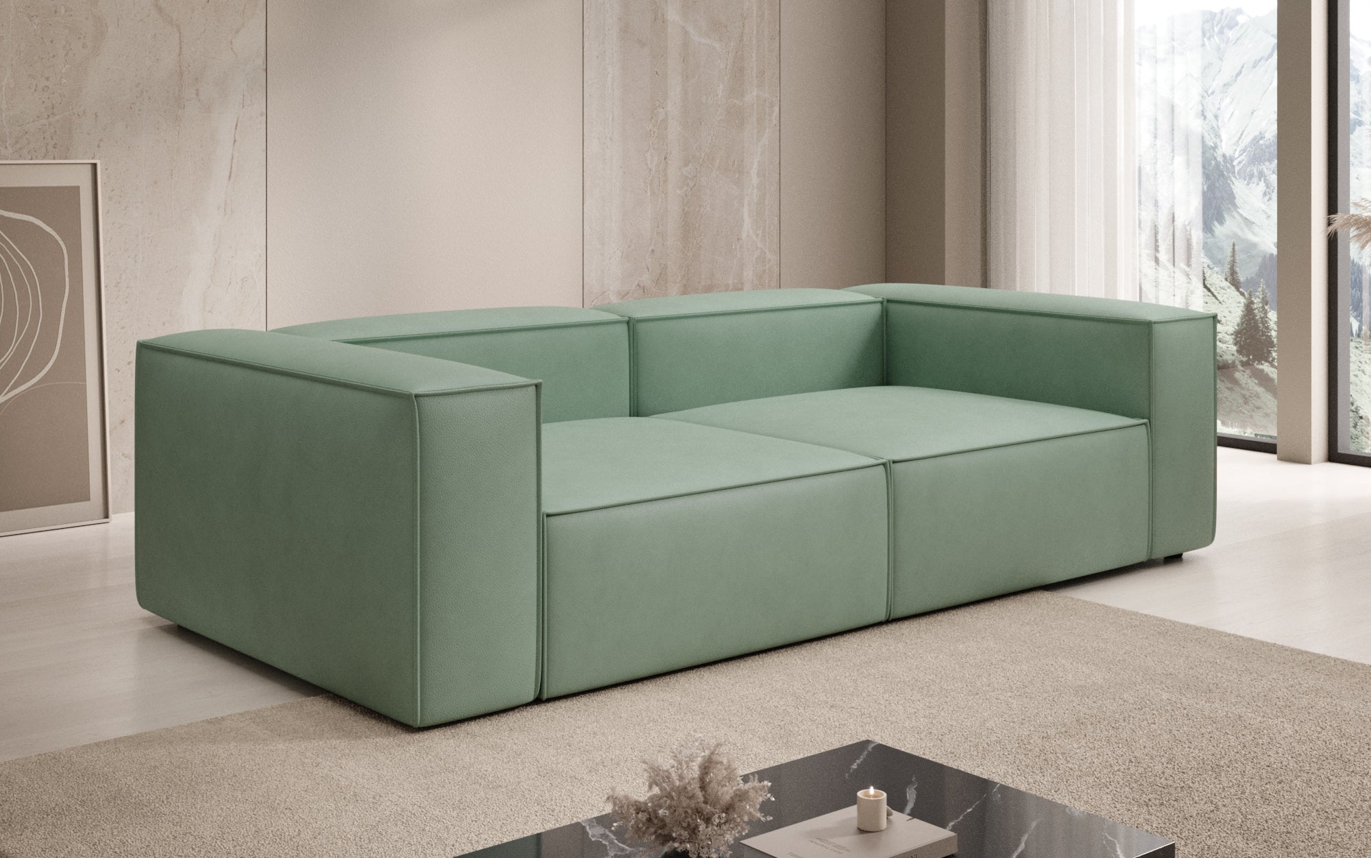 Designer Sofa Lesley 3-personers i ægte læder