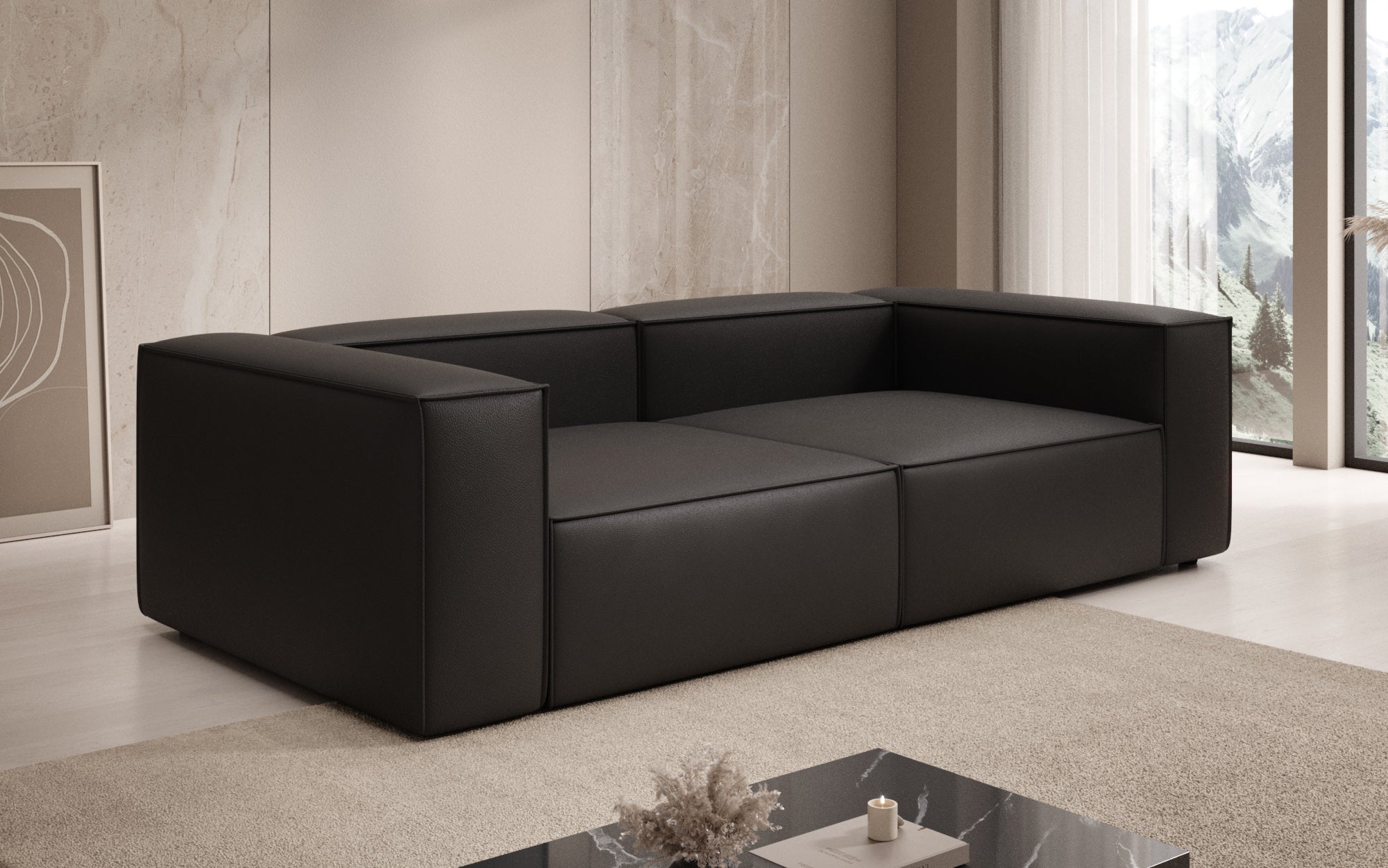 Designer Sofa Lesley 3-personers i ægte læder