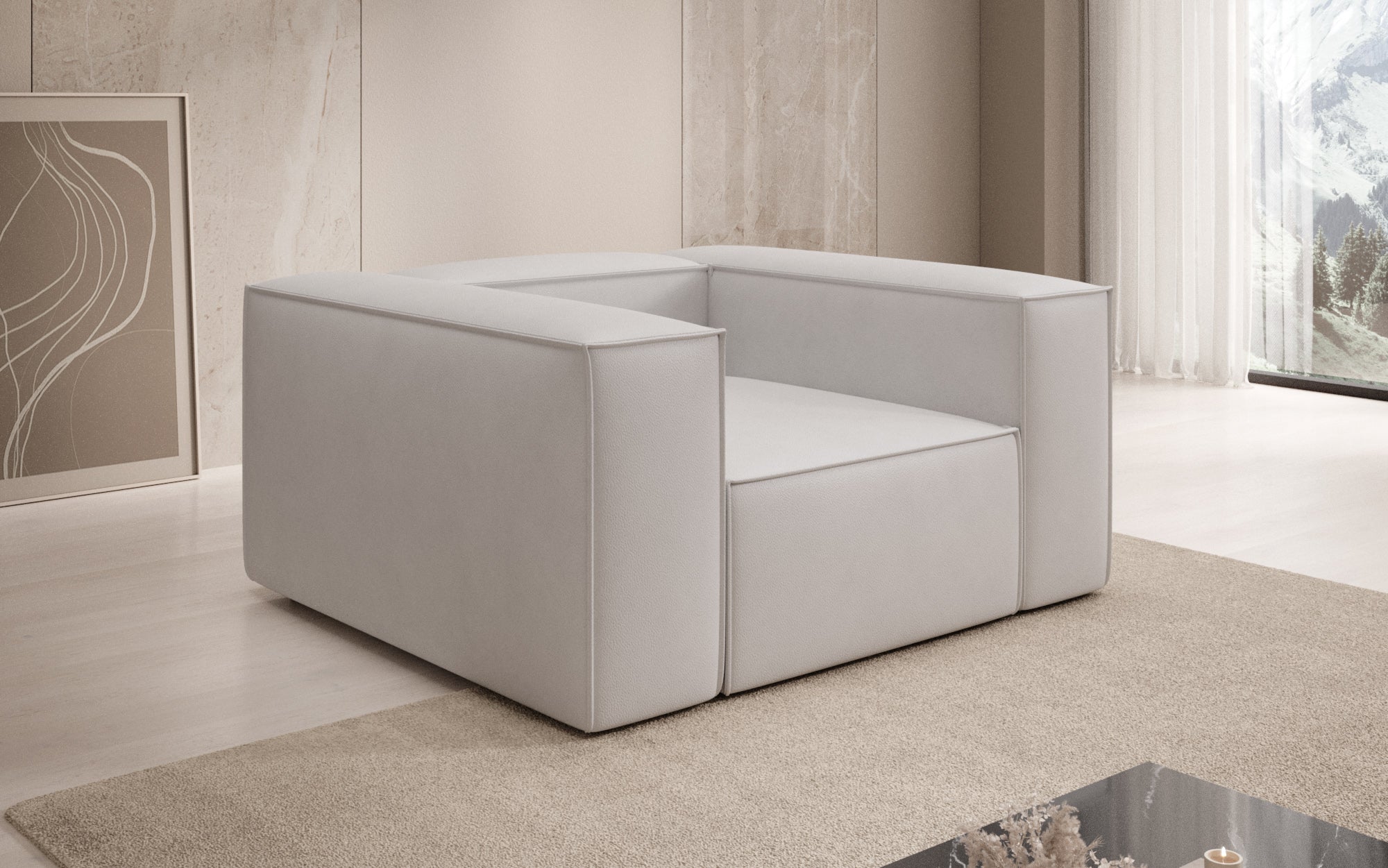 Designer Sofa-Lænestol Lesley i ægte læder