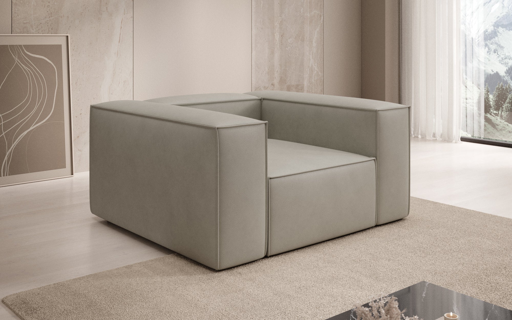 Designer Sofa-Lænestol Lesley i ægte læder