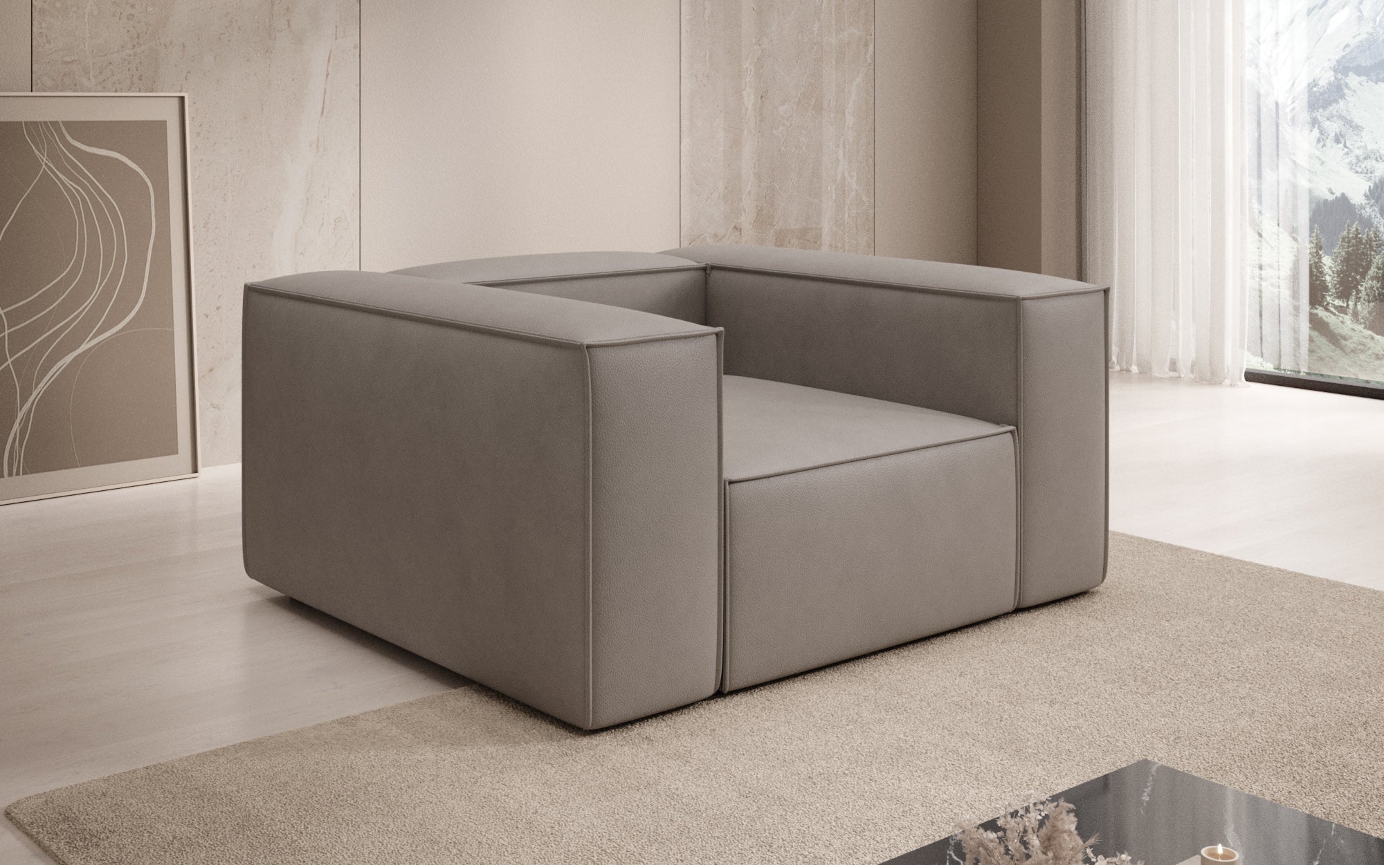 Designer Sofa-Lænestol Lesley i ægte læder