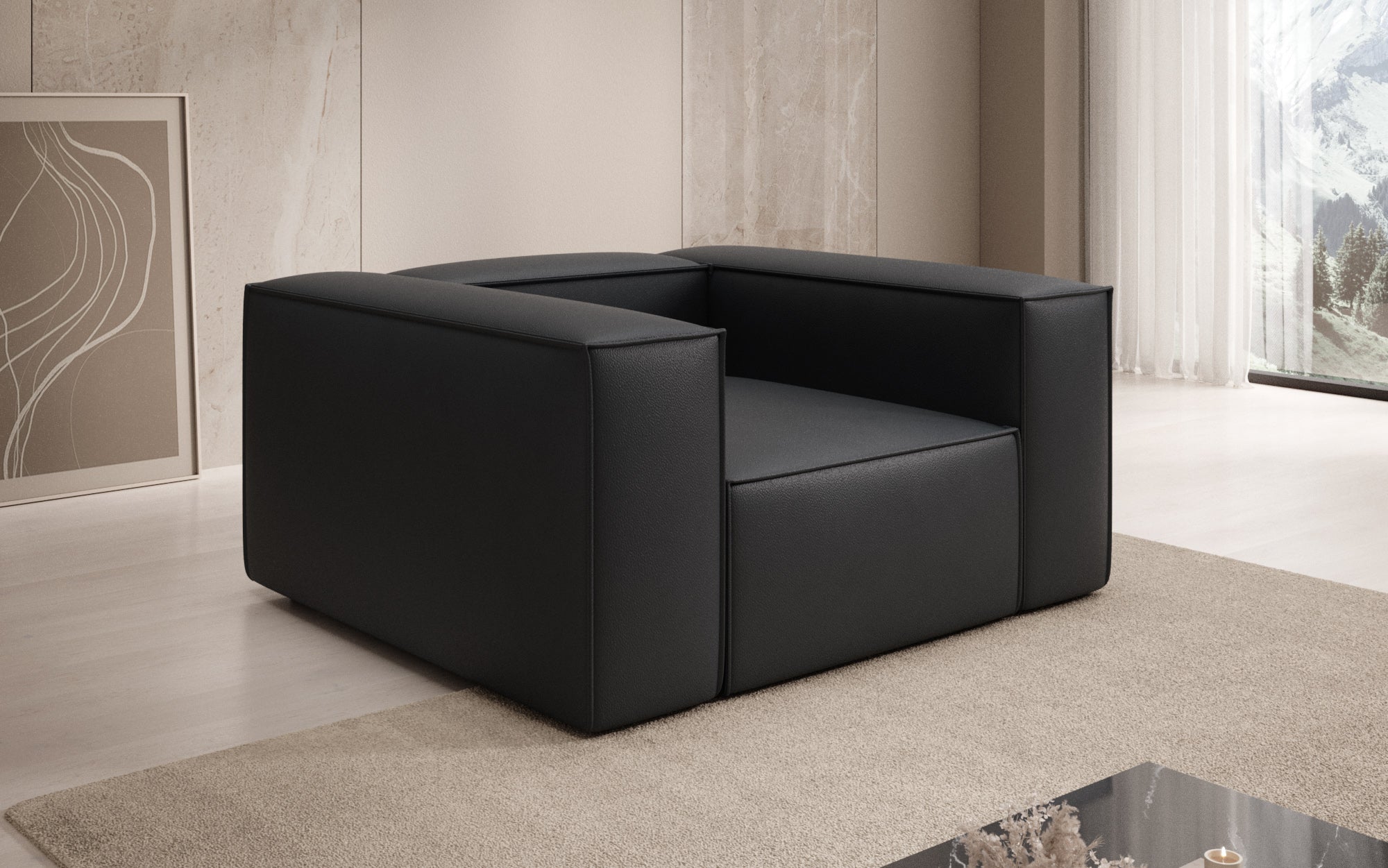 Designer Sofa-Lænestol Lesley i ægte læder