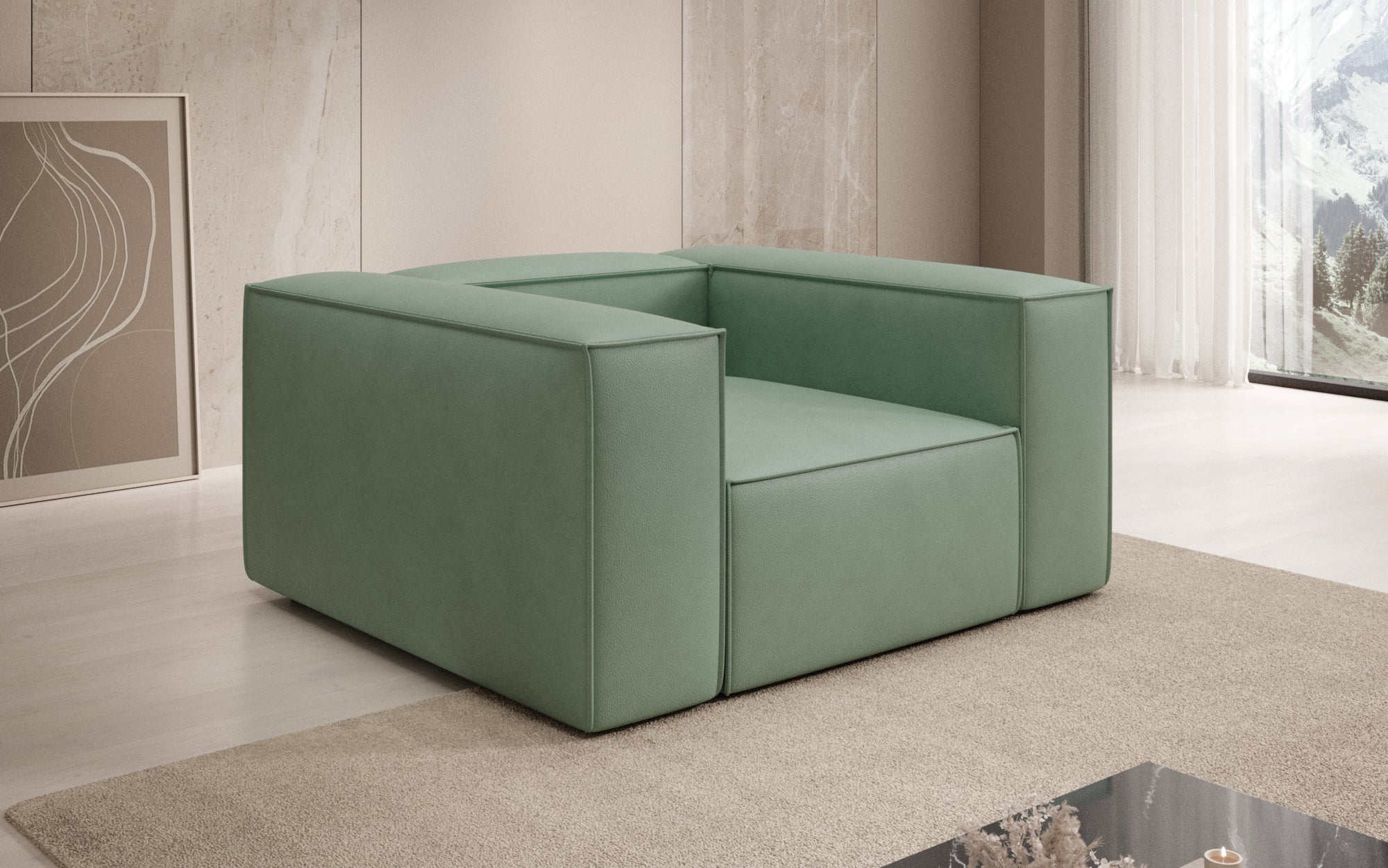 Designer Sofa-Lænestol Lesley i ægte læder