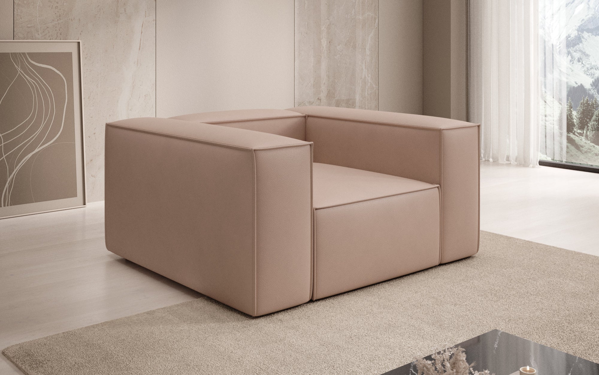 Designer Sofa-Lænestol Lesley i ægte læder
