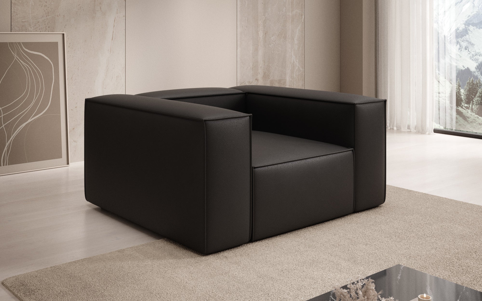 Designer Sofa-Lænestol Lesley i ægte læder