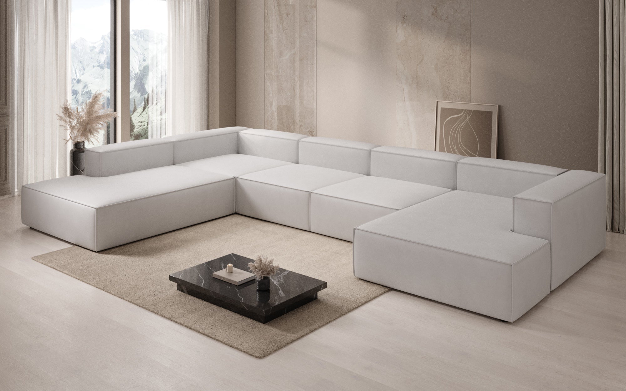 Designer Sofa Lesley U XXL i ægte læder