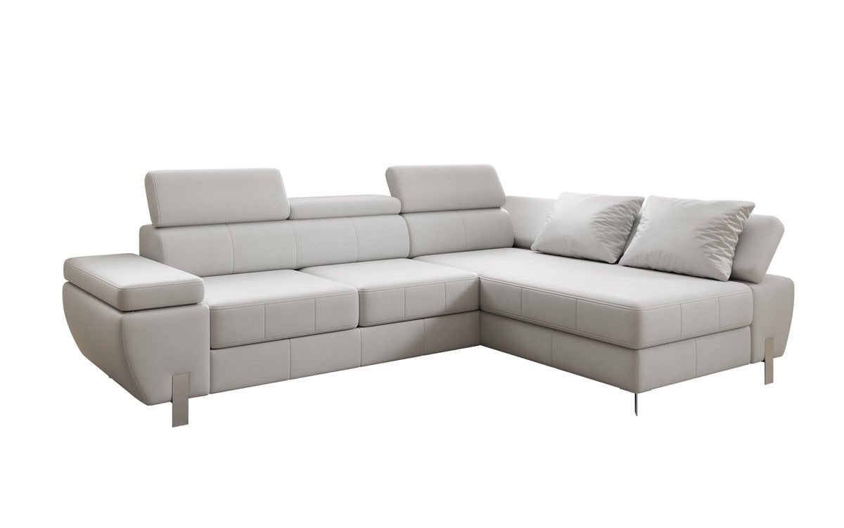 Designer L-sofa Calista med sovefunktion og opbevaringsplads i ægte læder