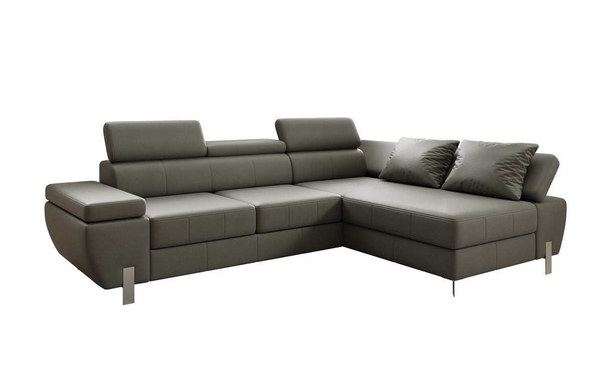 Designer L-sofa Calista med sovefunktion og opbevaringsplads i ægte læder