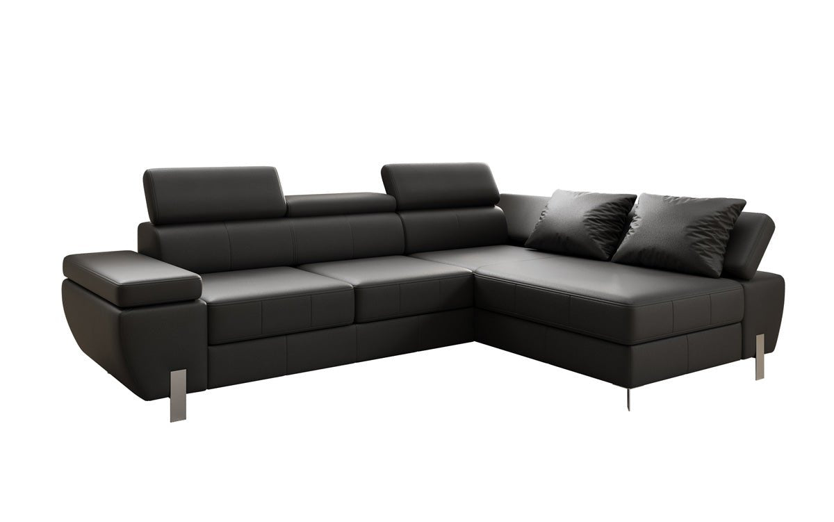 Designer L-sofa Calista med sovefunktion og opbevaringsplads i ægte læder