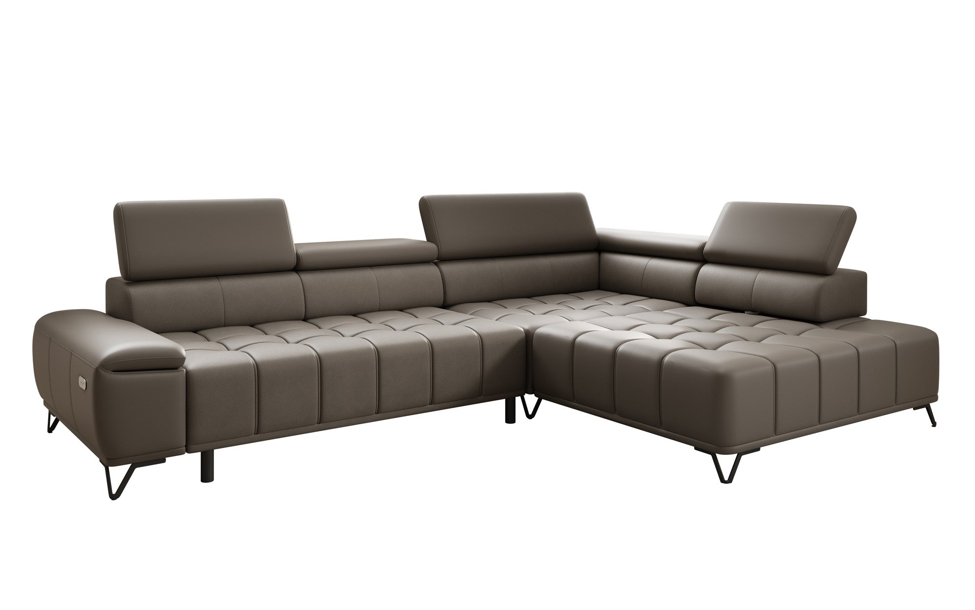Designer L Sofa Selora med elektrisk sovefunktion og justerbar rygstøtte i ægte læder