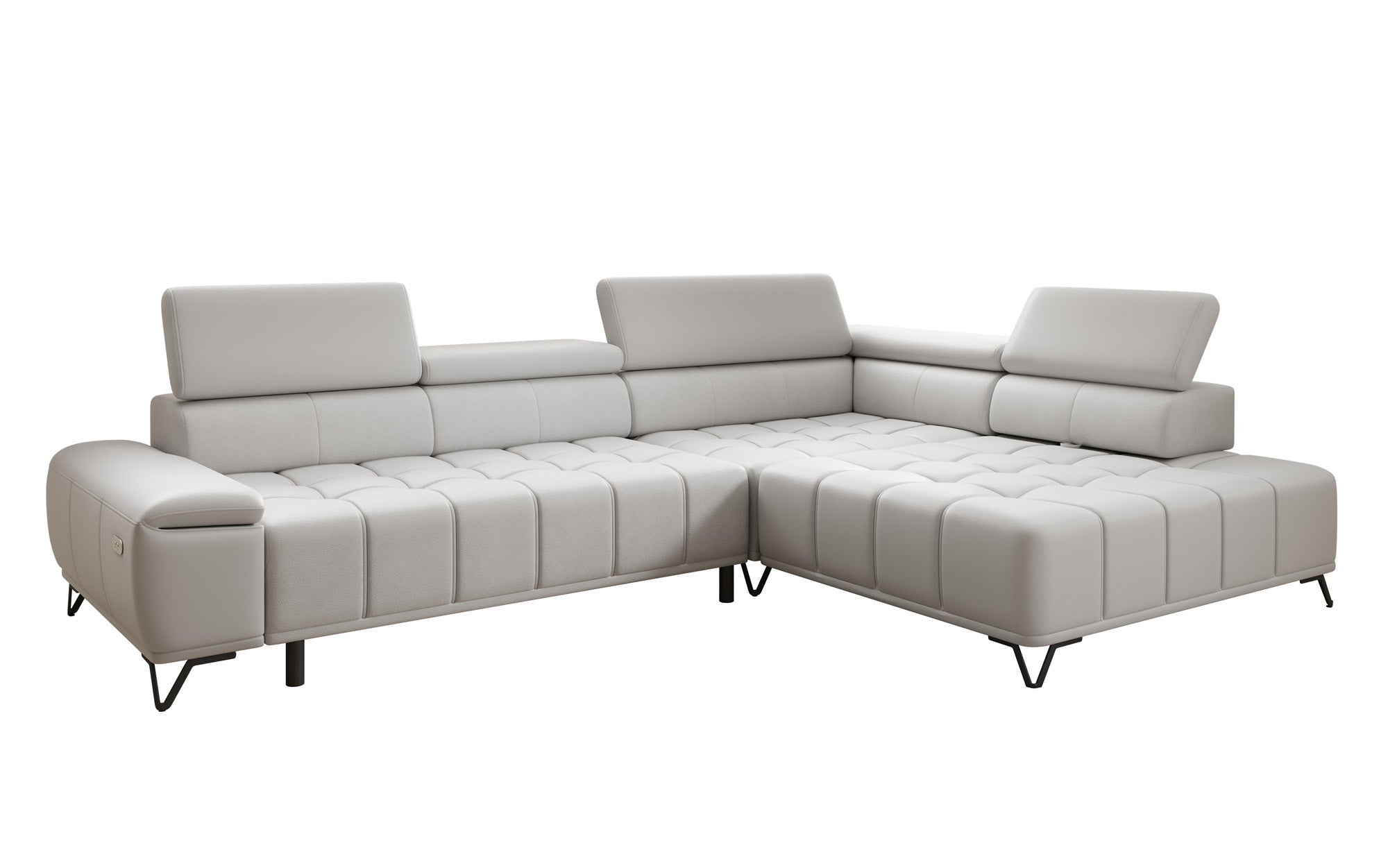 Designer L Sofa Selora med elektrisk sovefunktion og justerbar rygstøtte i ægte læder