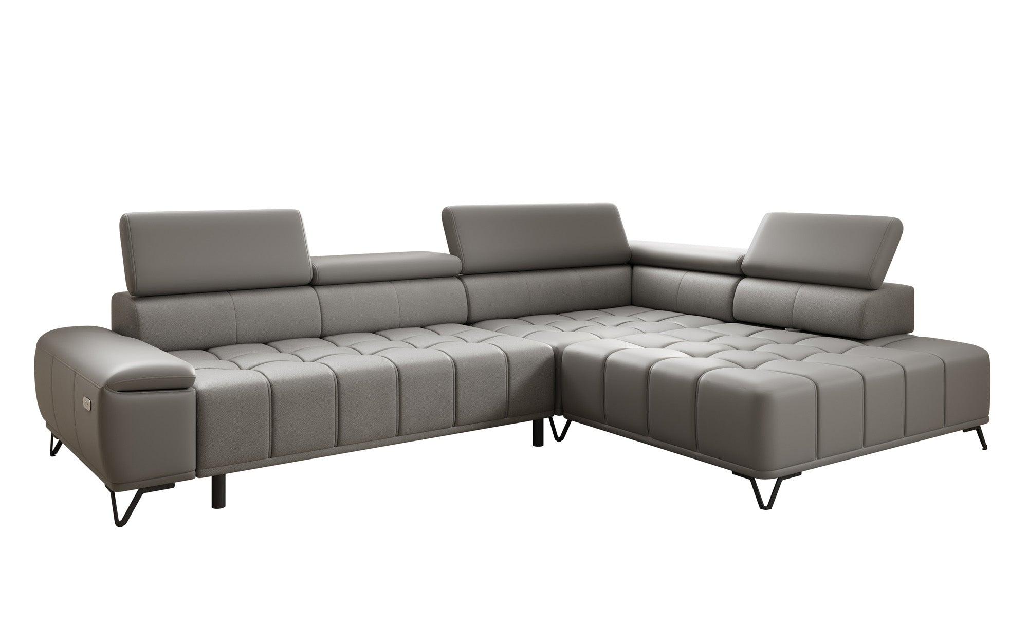 Designer L Sofa Selora med elektrisk sovefunktion og justerbar rygstøtte i ægte læder