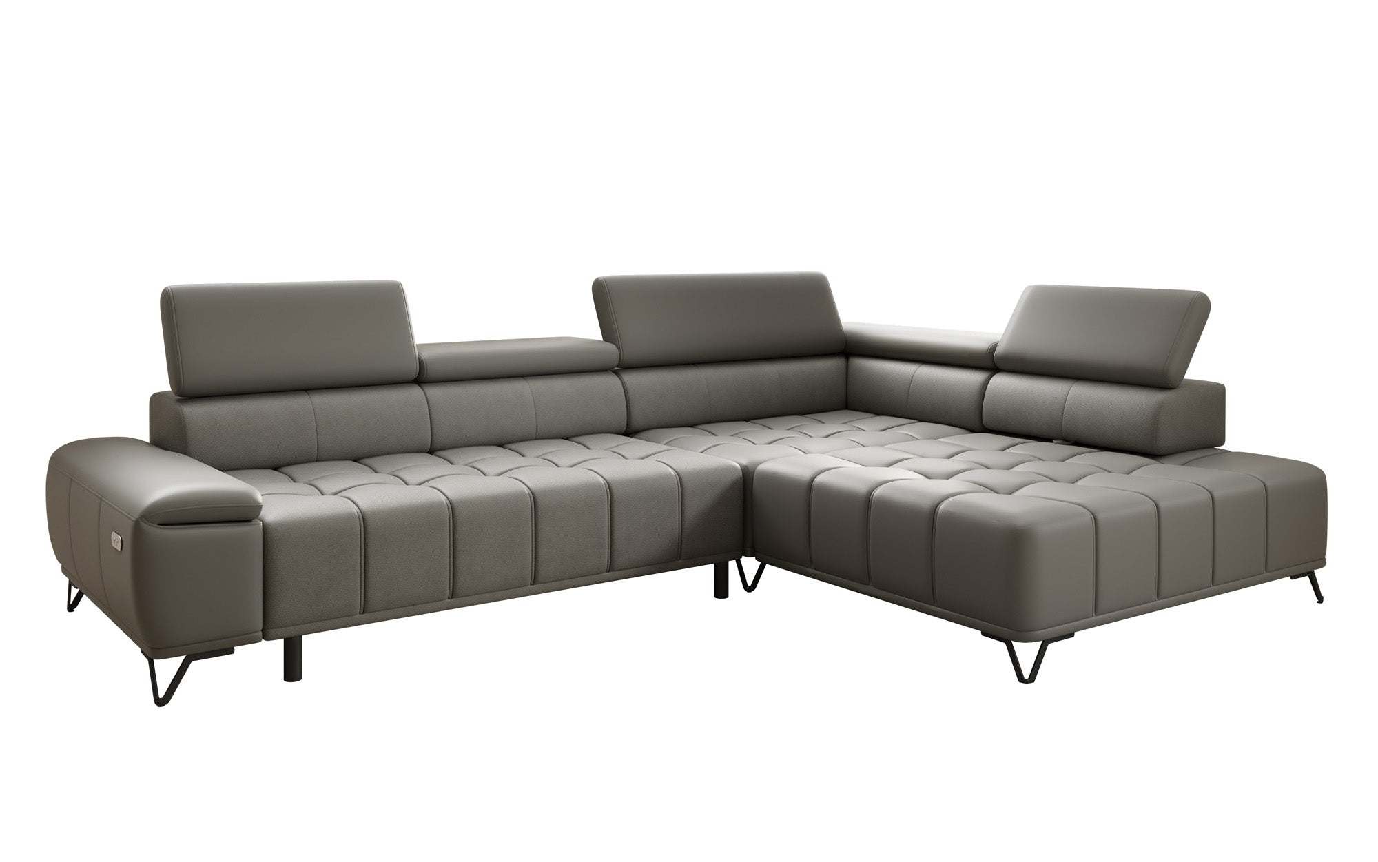 Designer L Sofa Selora med elektrisk sovefunktion og justerbar rygstøtte i ægte læder