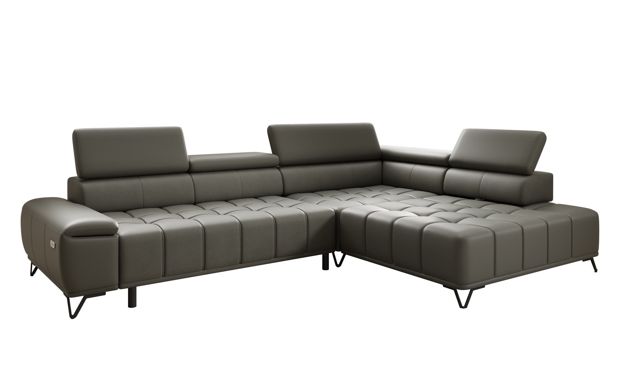 Designer L Sofa Selora med elektrisk sovefunktion og justerbar rygstøtte i ægte læder