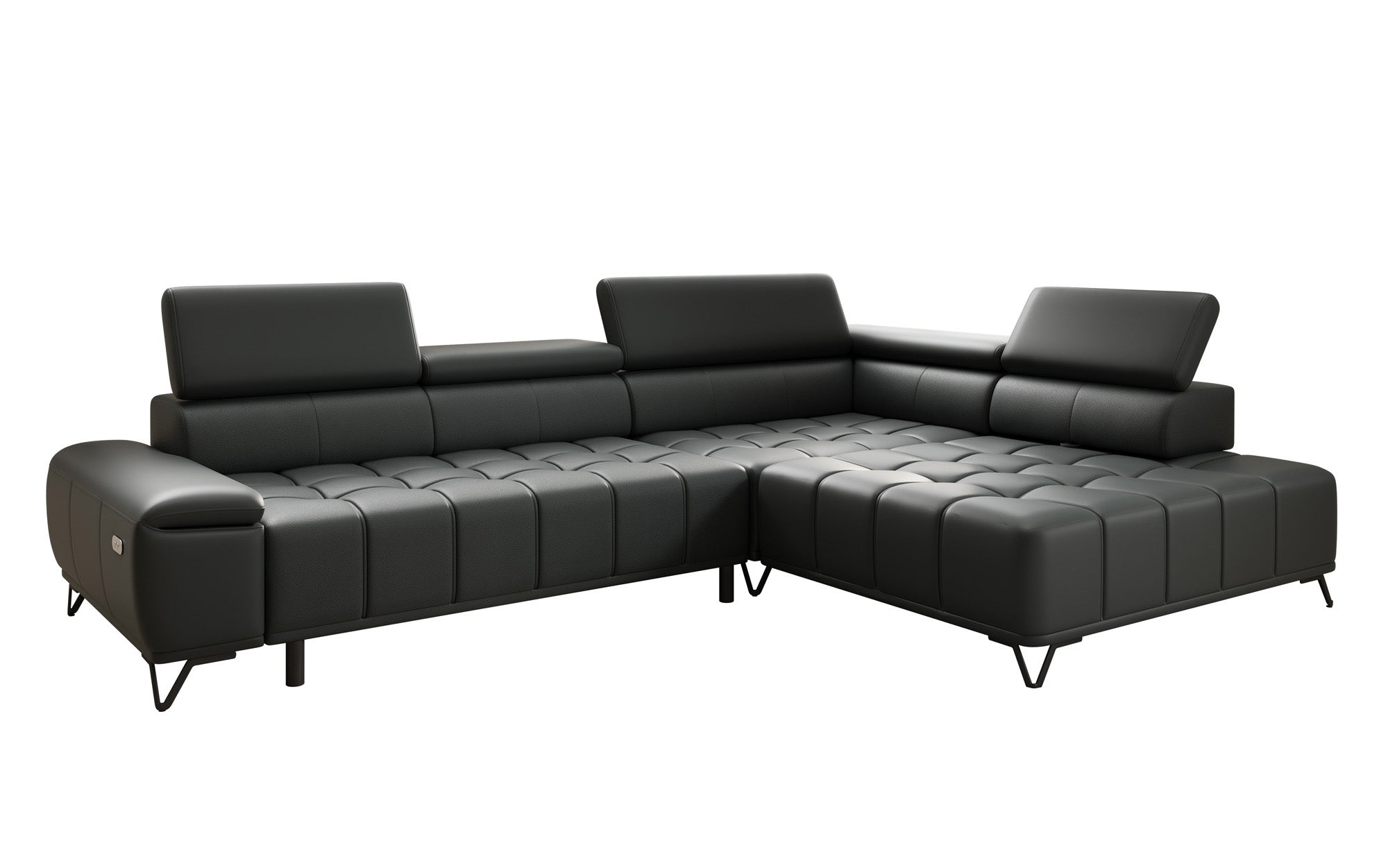 Designer L Sofa Selora med elektrisk sovefunktion og justerbar rygstøtte i ægte læder