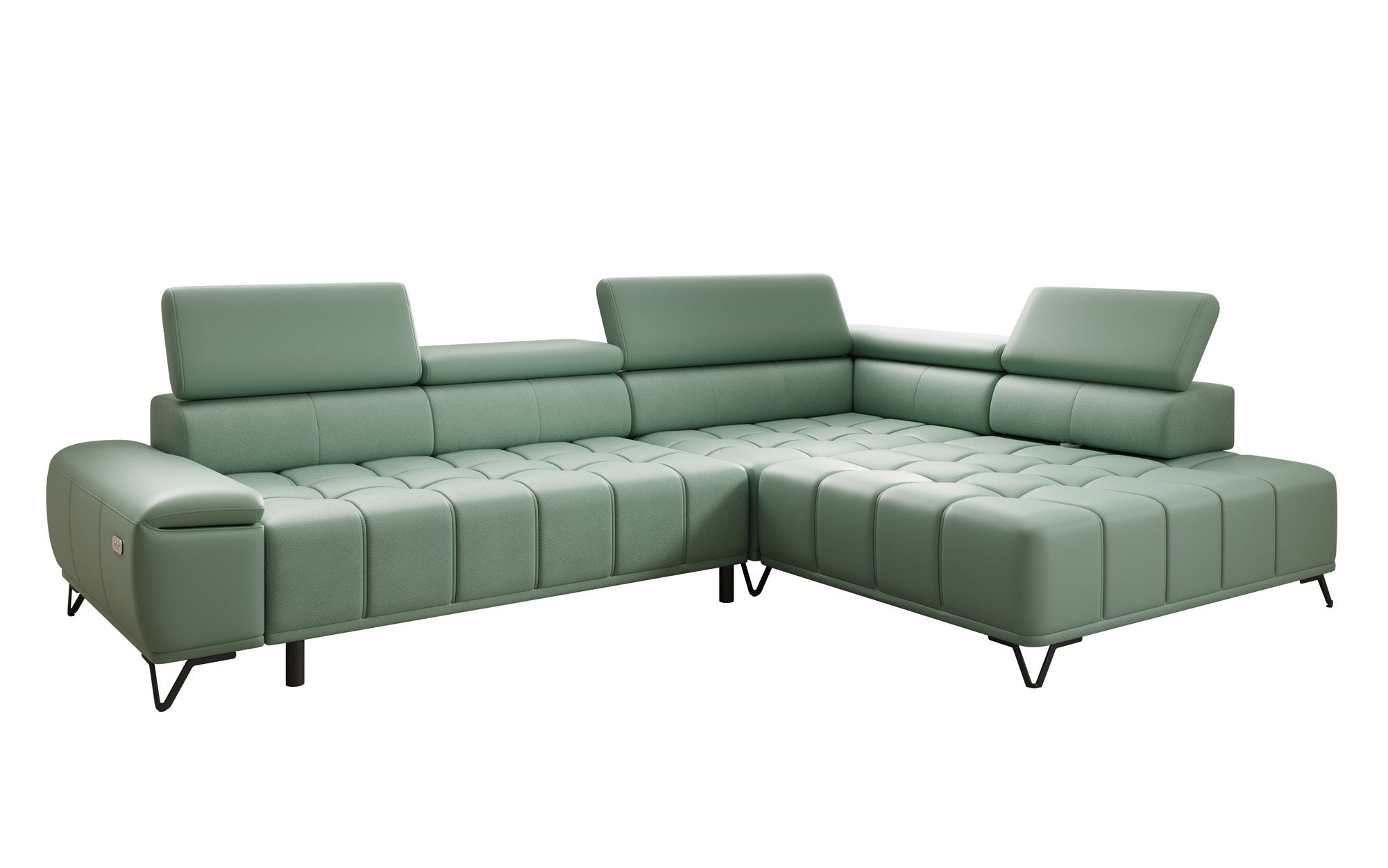 Designer L Sofa Selora med elektrisk sovefunktion og justerbar rygstøtte i ægte læder