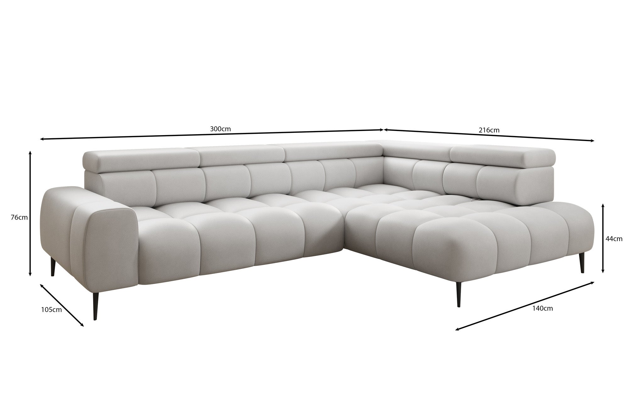 Designer Sofa Ceora L med elektrisk sovefunktion og justerbar rygstøtte i ægte læder