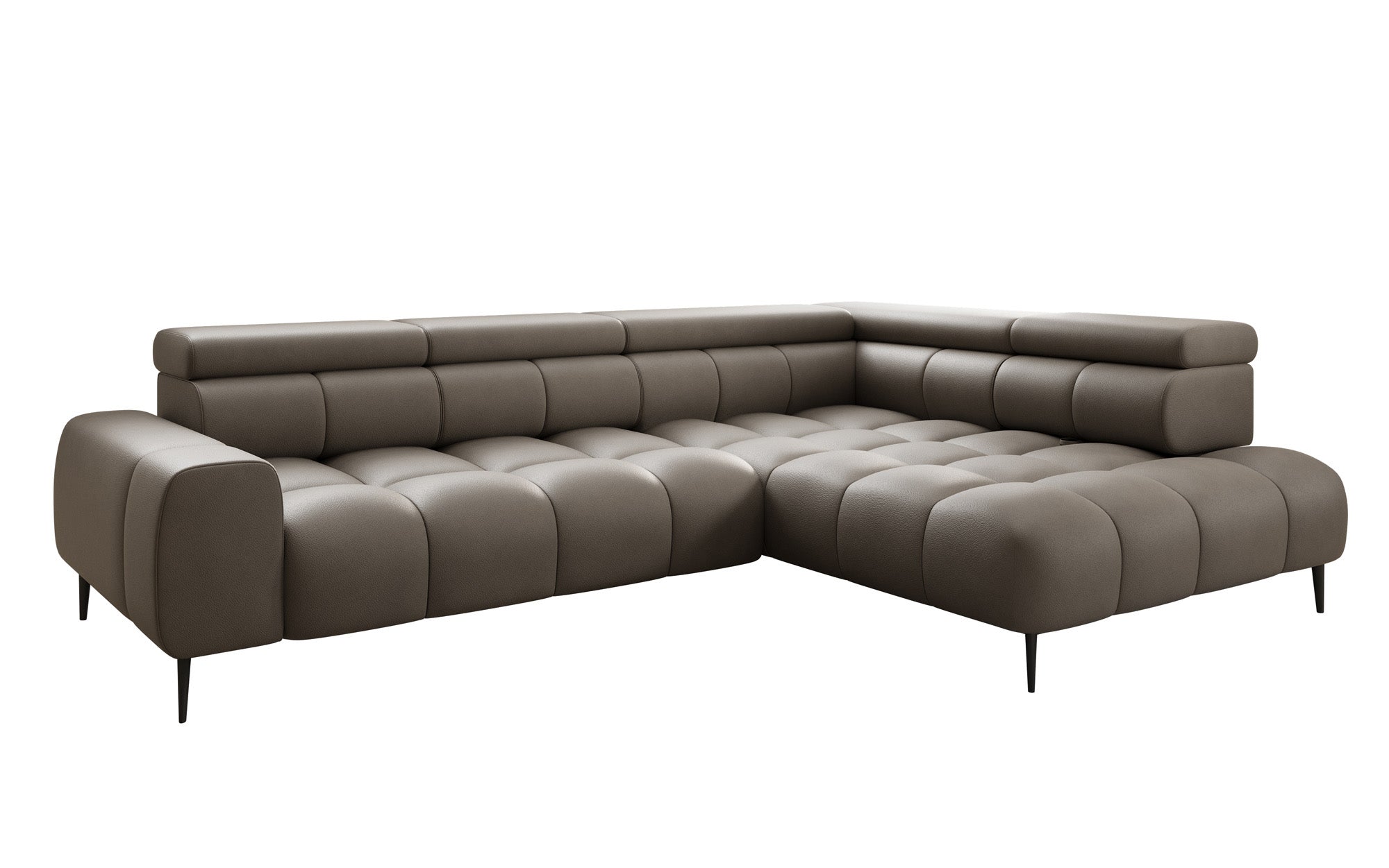 Designer Sofa Ceora L med elektrisk sovefunktion og justerbar rygstøtte i ægte læder