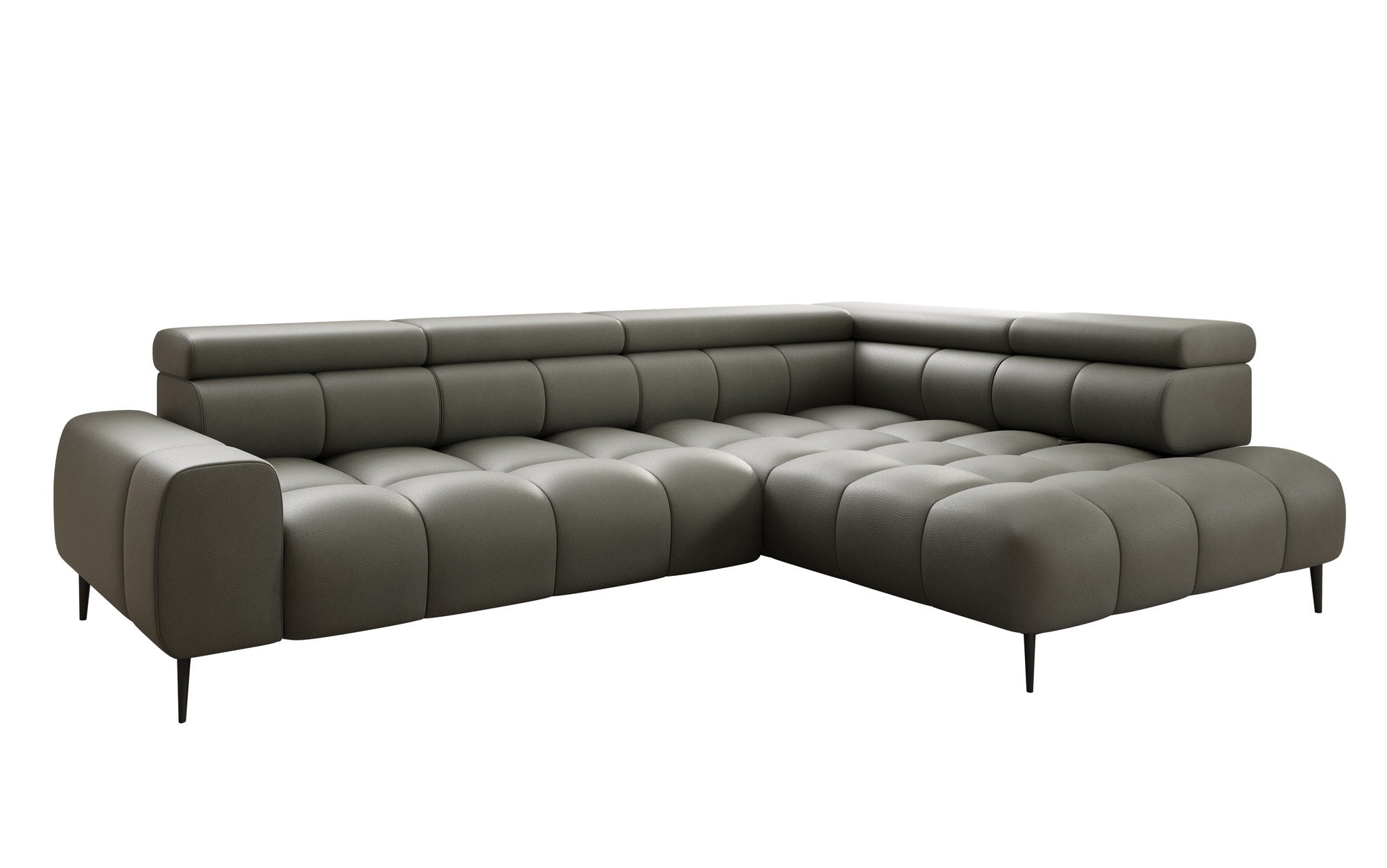 Designer Sofa Ceora L med elektrisk sovefunktion og justerbar rygstøtte i ægte læder