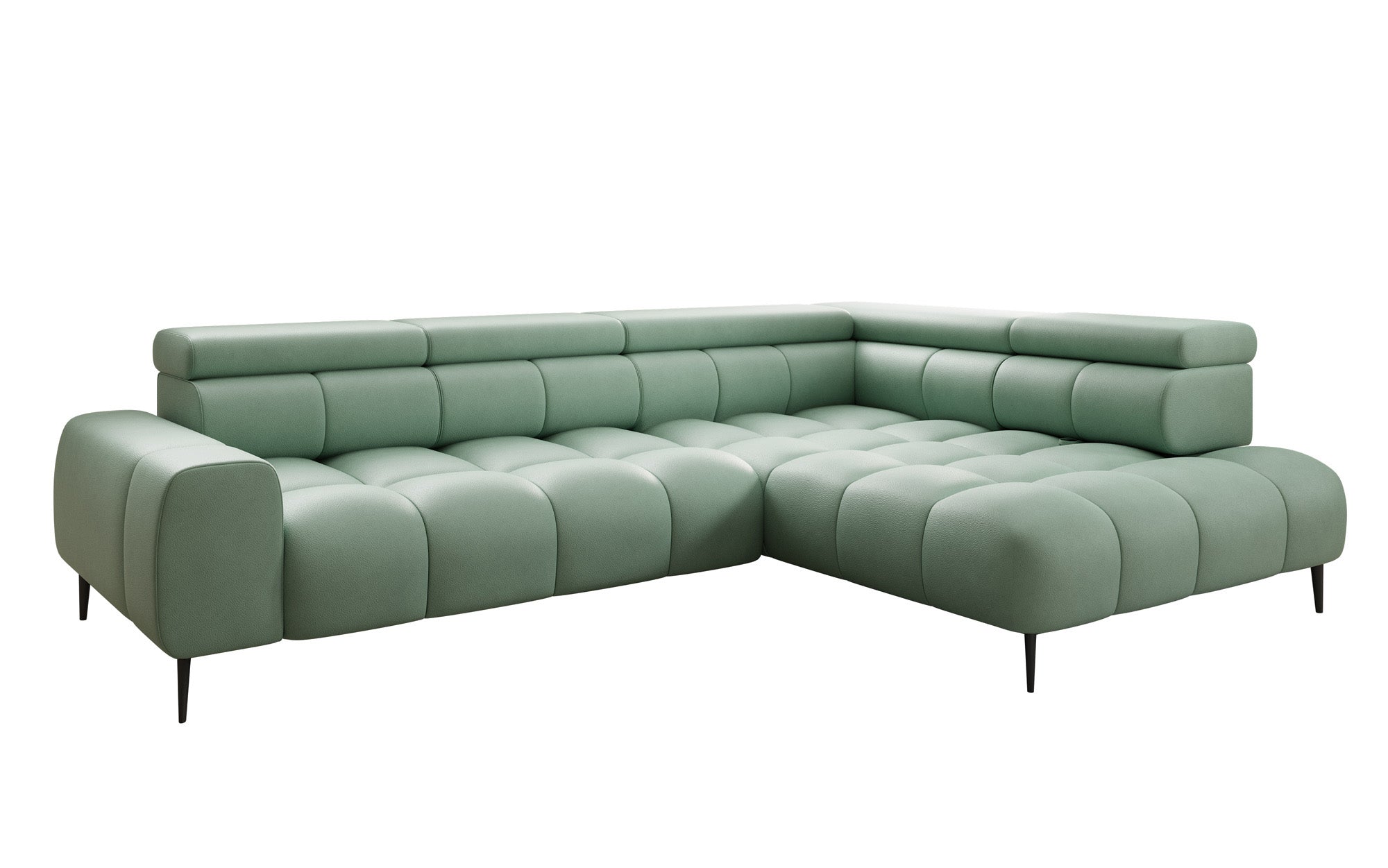 Designer Sofa Ceora L med elektrisk sovefunktion og justerbar rygstøtte i ægte læder