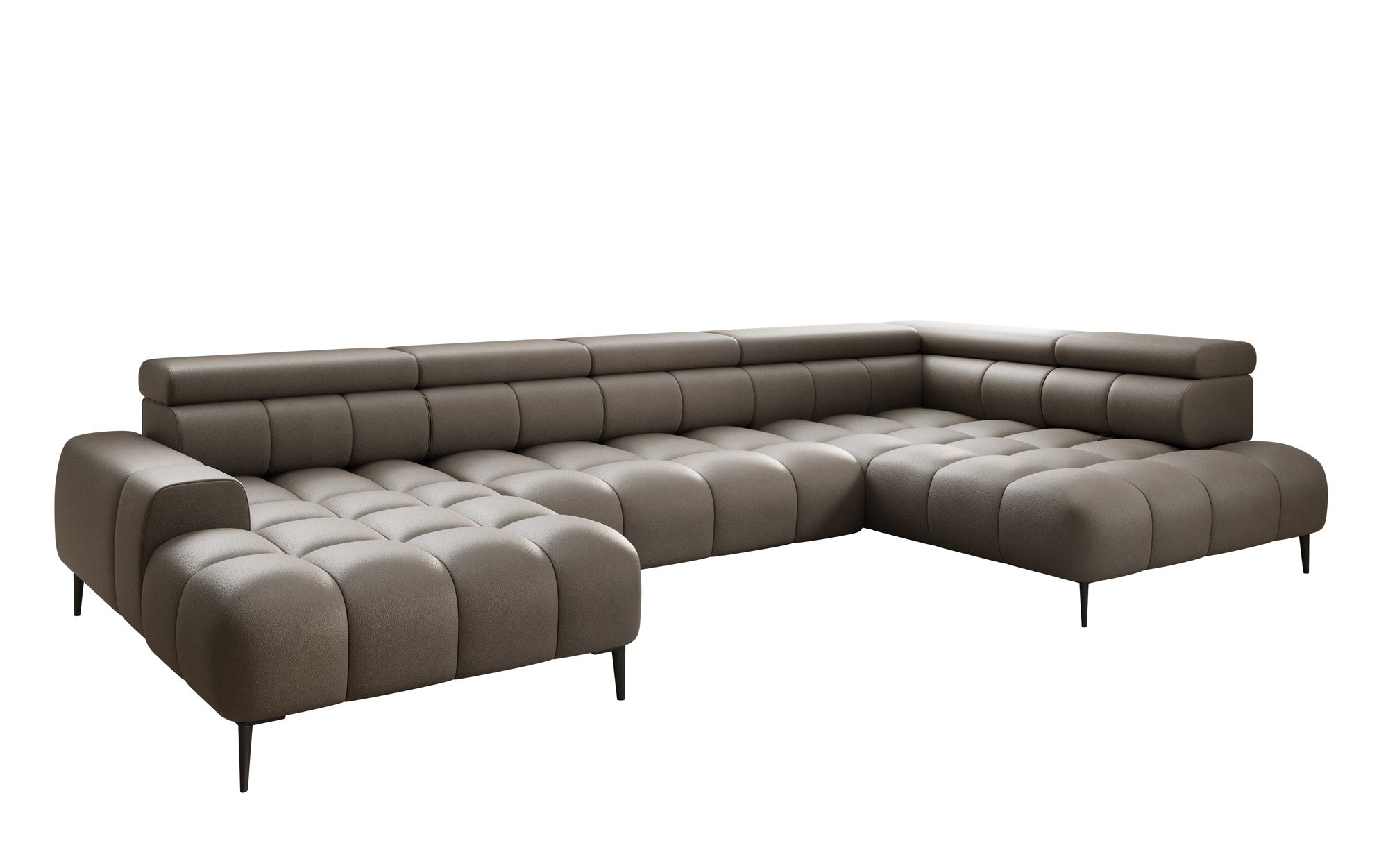 Designer Sofa Ceora U med elektrisk sovefunktion og justerbar rygstøtte i ægte læder