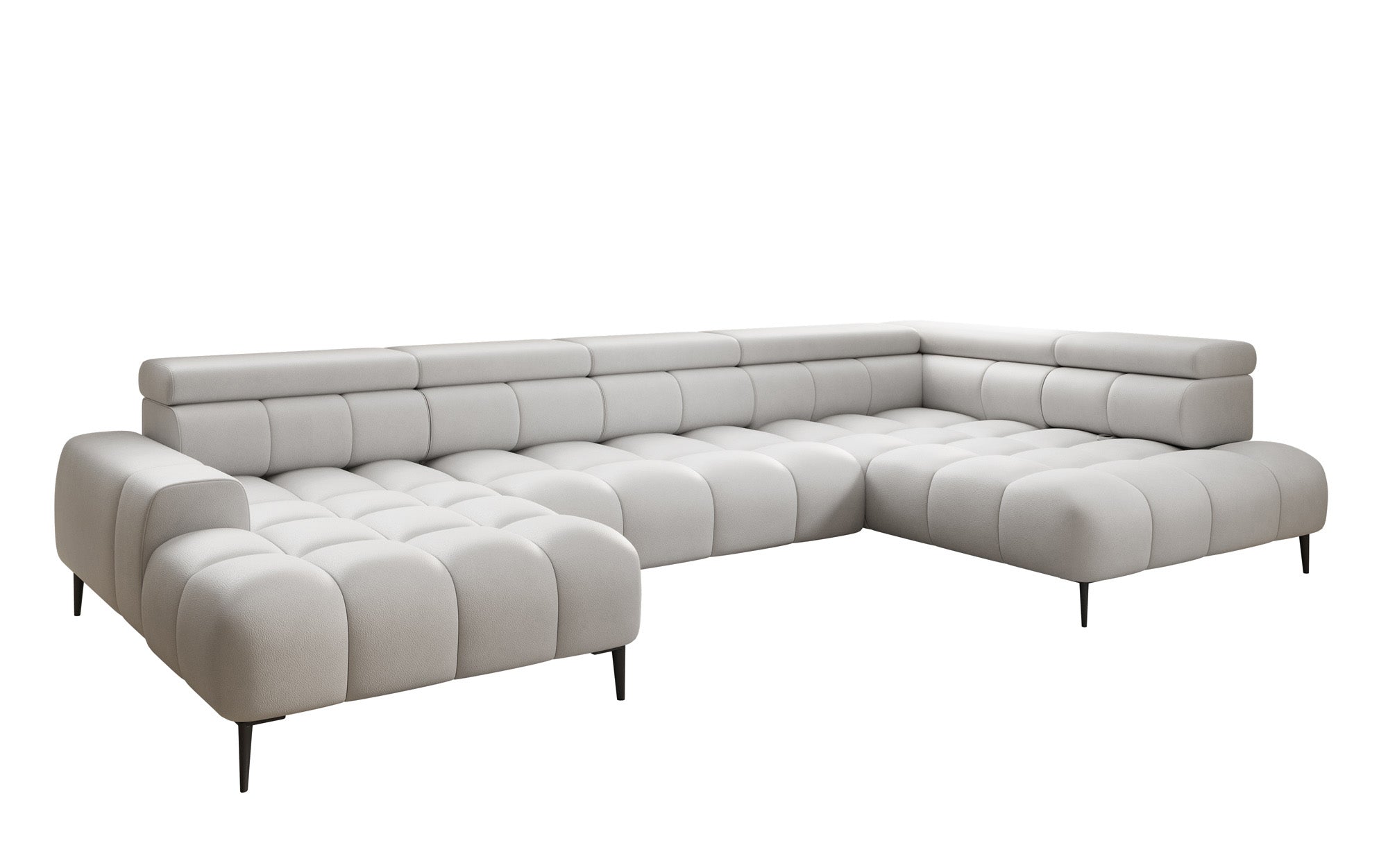 Designer Sofa Ceora U med elektrisk sovefunktion og justerbar rygstøtte i ægte læder