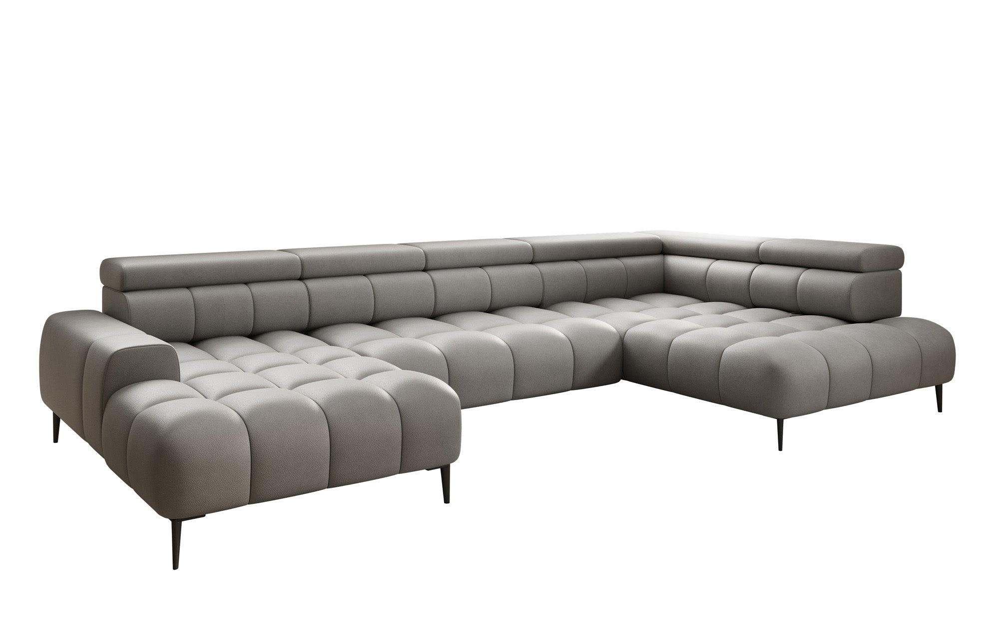 Designer Sofa Ceora U med elektrisk sovefunktion og justerbar rygstøtte i ægte læder