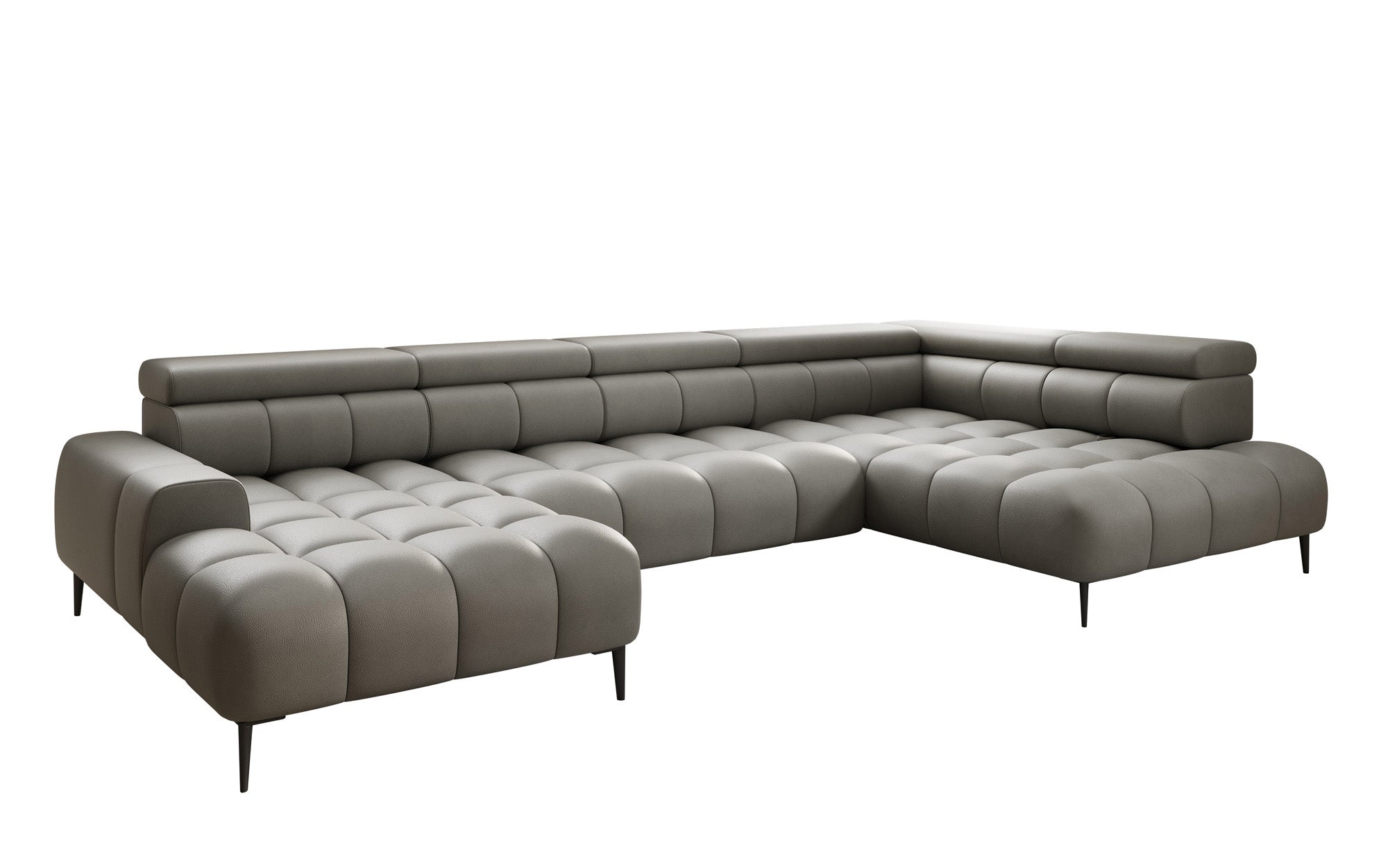 Designer Sofa Ceora U med elektrisk sovefunktion og justerbar rygstøtte i ægte læder