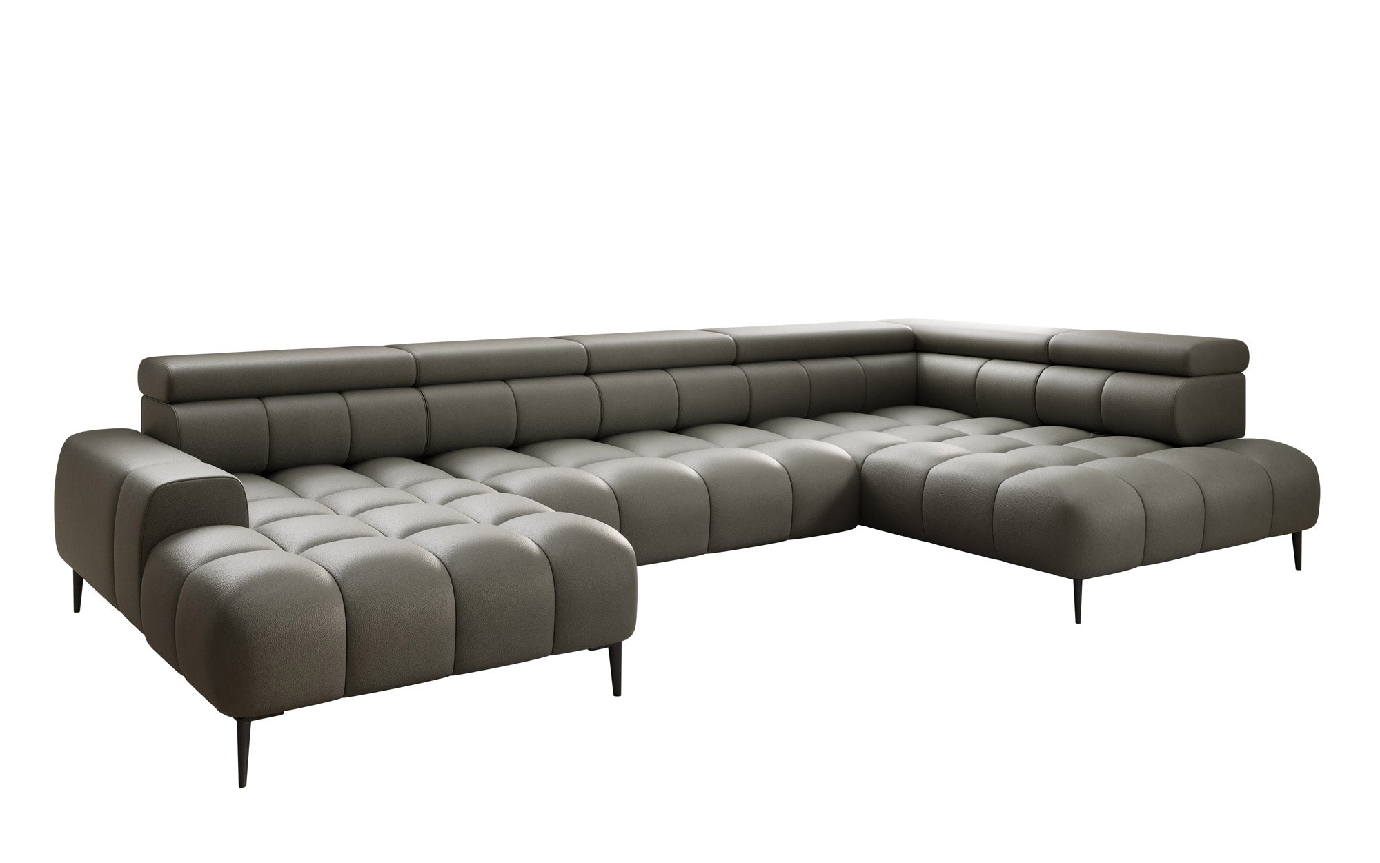 Designer Sofa Ceora U med elektrisk sovefunktion og justerbar rygstøtte i ægte læder