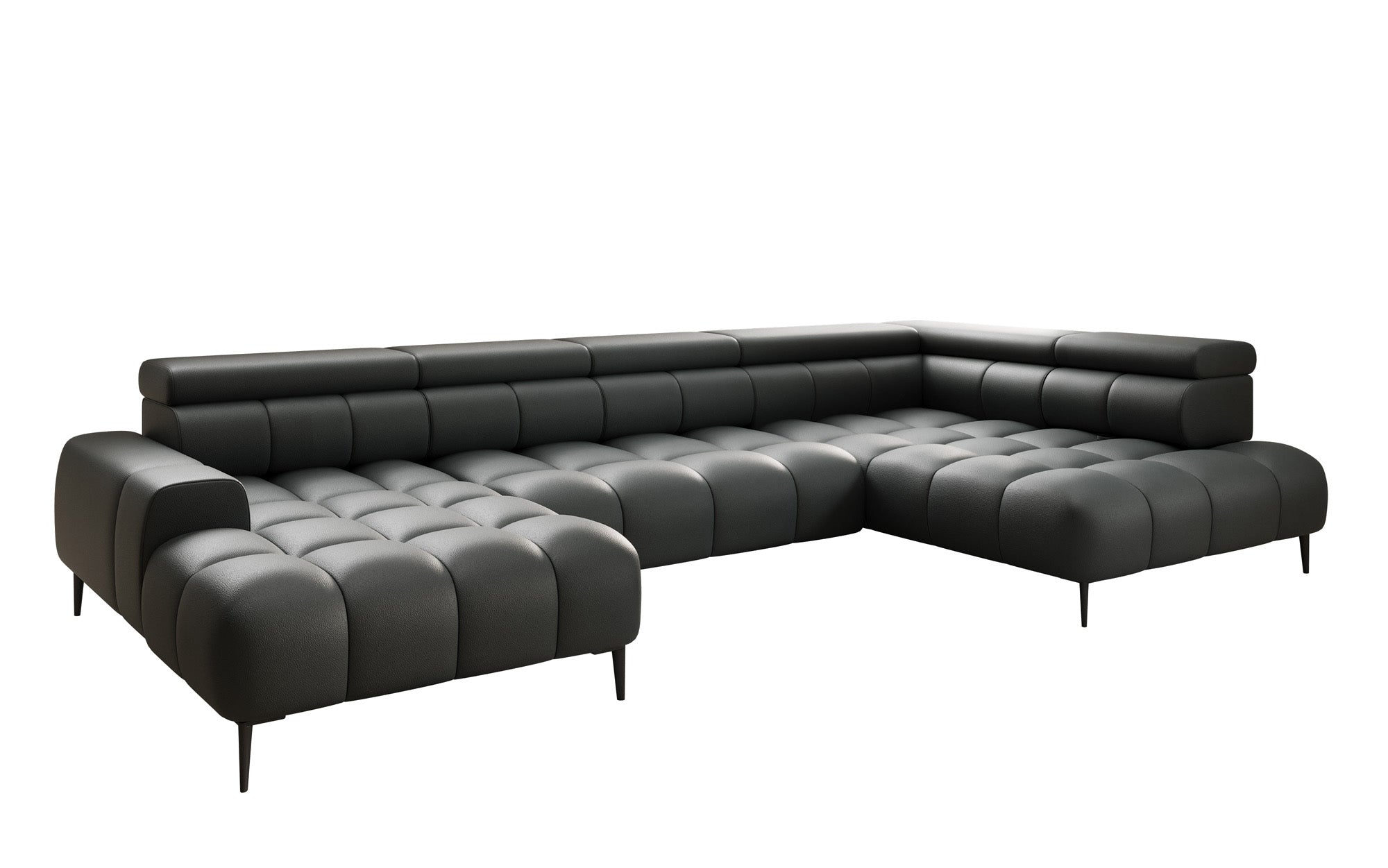 Designer Sofa Ceora U med elektrisk sovefunktion og justerbar rygstøtte i ægte læder