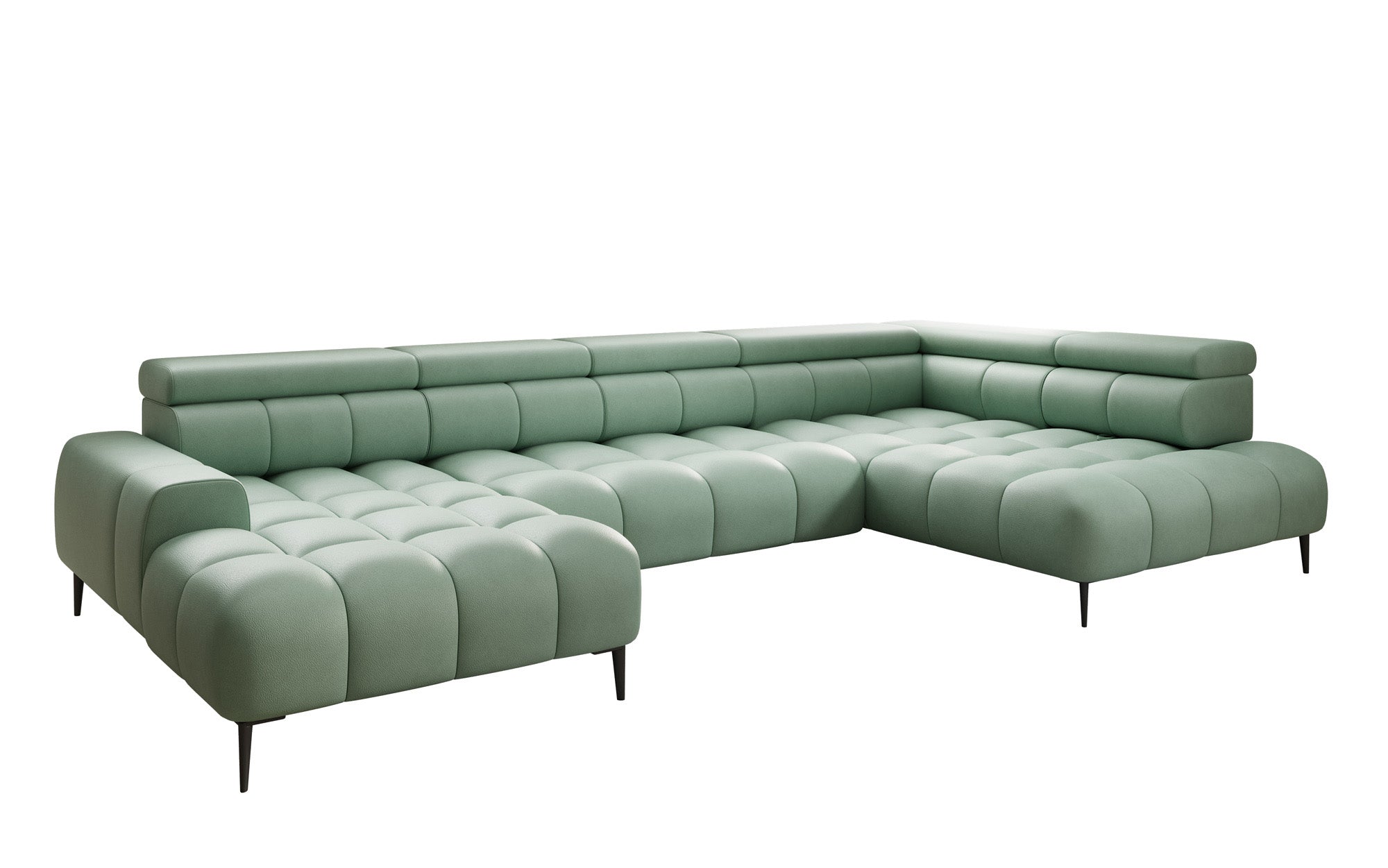 Designer Sofa Ceora U med elektrisk sovefunktion og justerbar rygstøtte i ægte læder