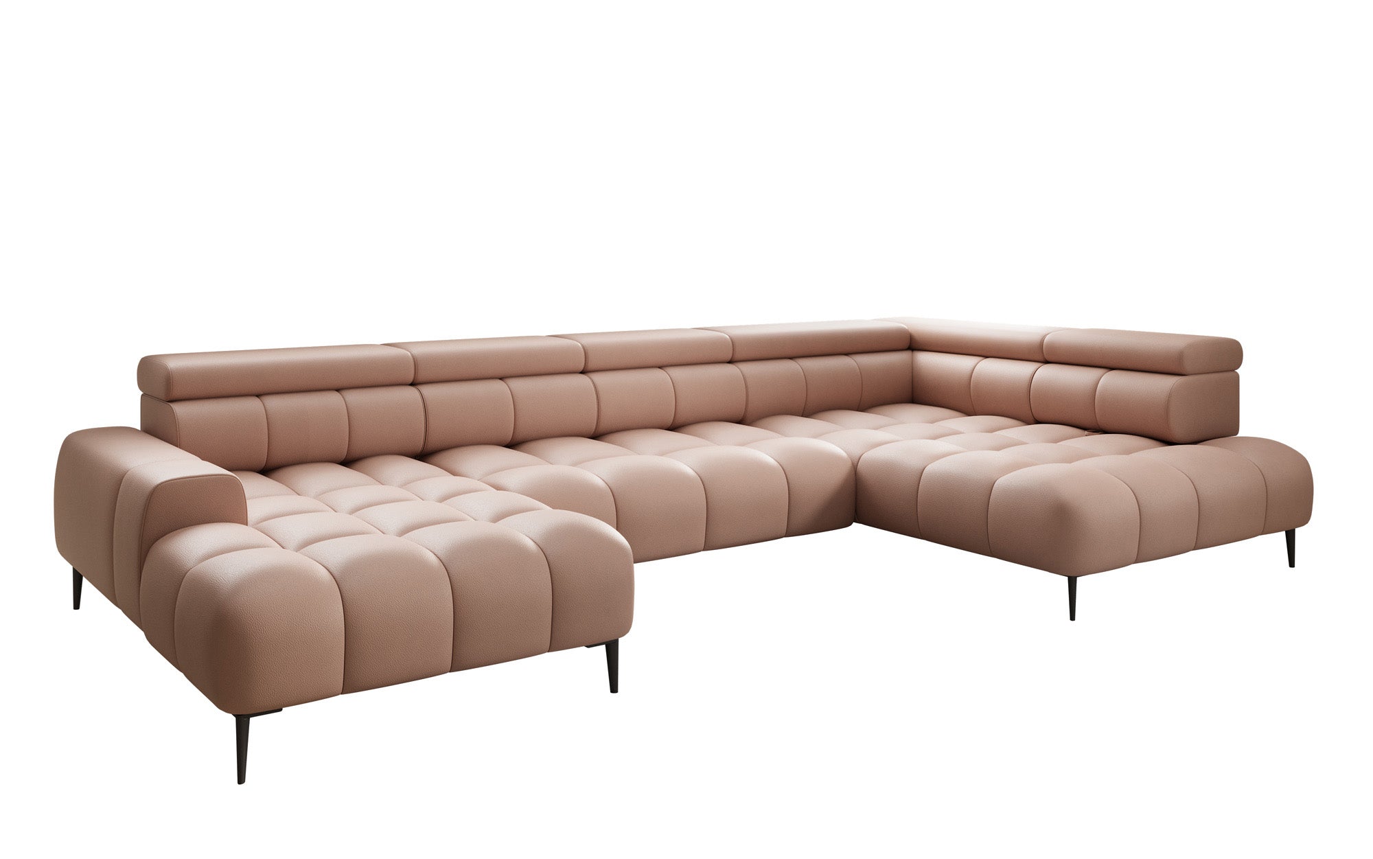 Designer Sofa Ceora U med elektrisk sovefunktion og justerbar rygstøtte i ægte læder