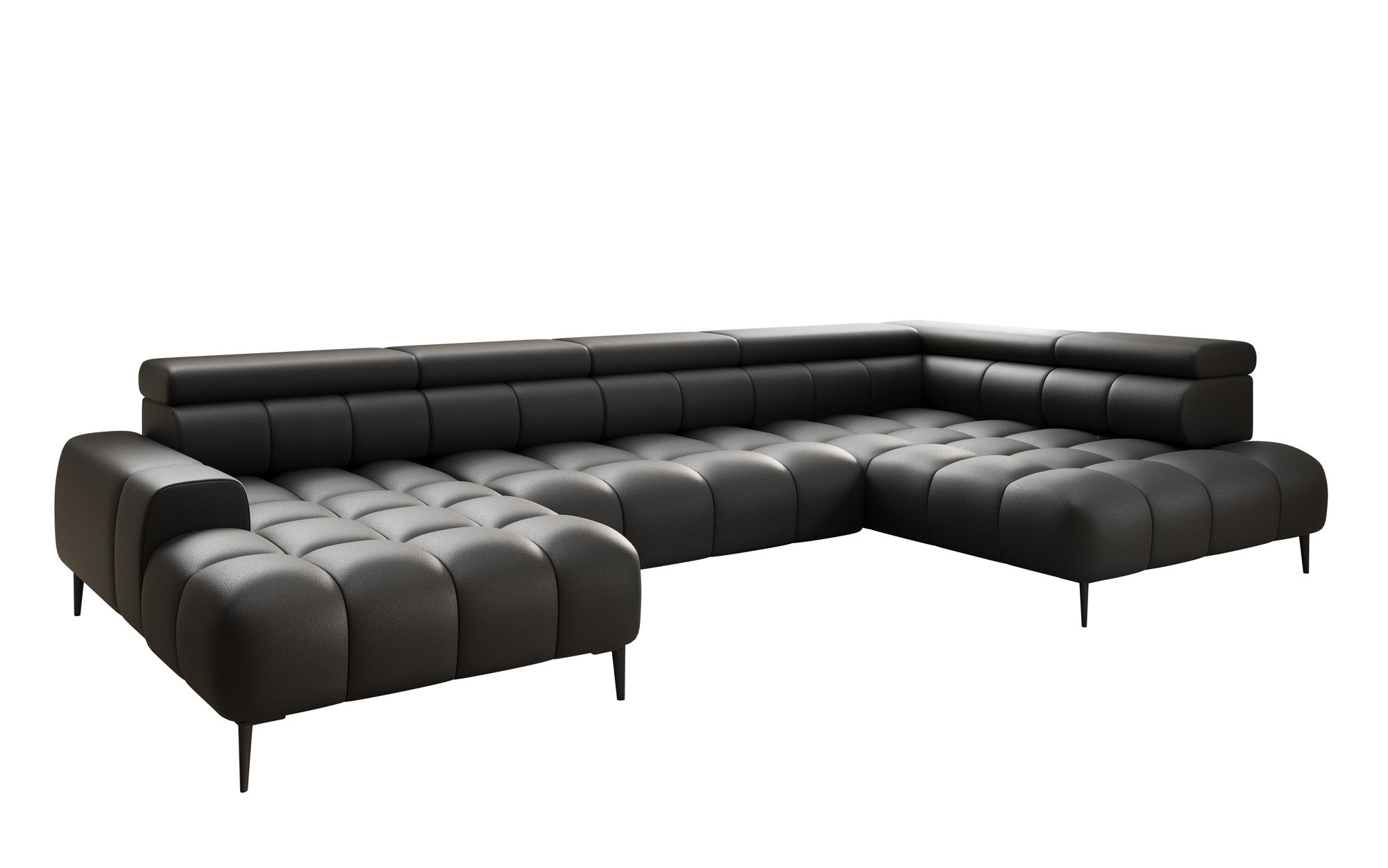 Designer Sofa Ceora U med elektrisk sovefunktion og justerbar rygstøtte i ægte læder