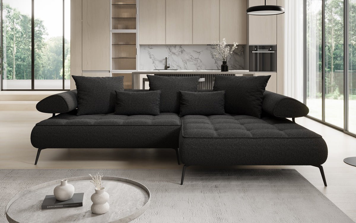 Designer Sofa Sydney L II Bouclé med elektrisk sovefunktion