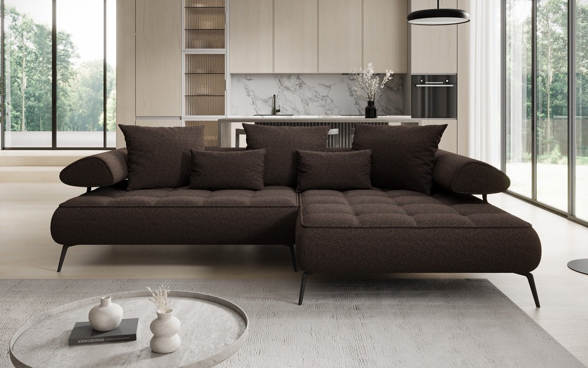 Designer Sofa Sydney L II Bouclé med elektrisk sovefunktion