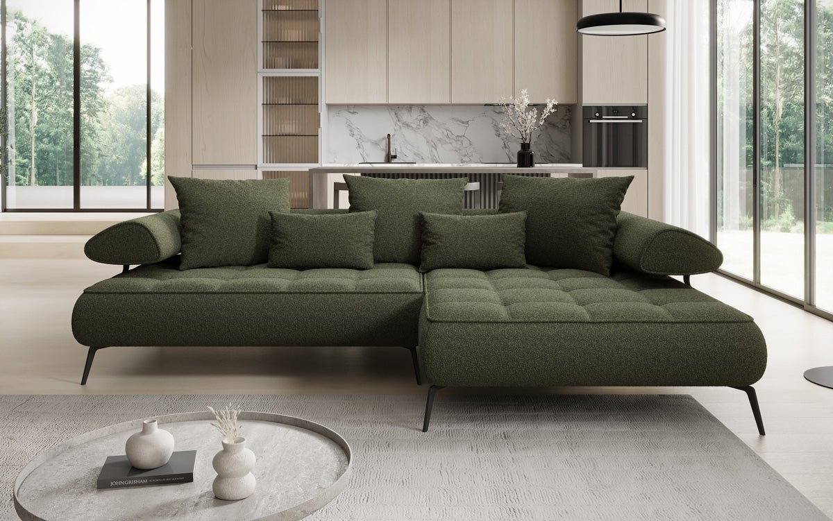 Designer Sofa Sydney L II Bouclé med elektrisk sovefunktion