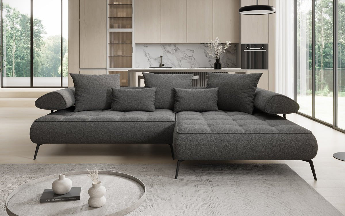 Designer Sofa Sydney L II Bouclé med elektrisk sovefunktion