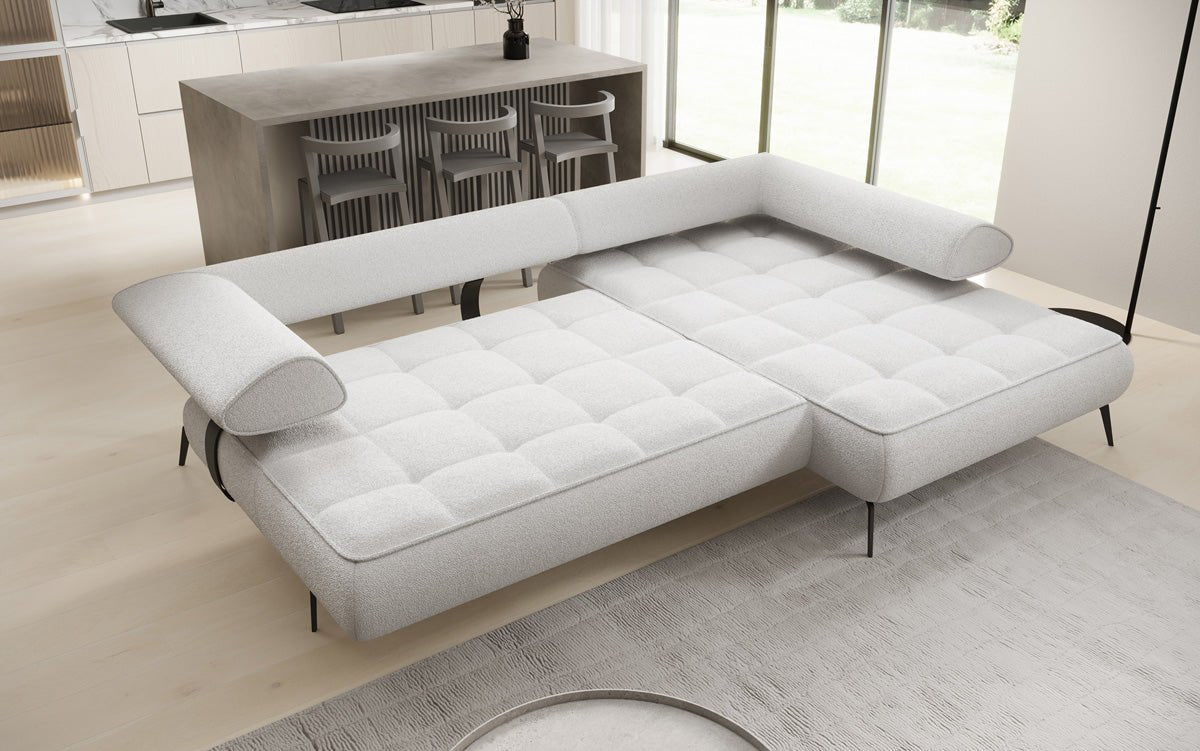 Designer Sofa Sydney L II Bouclé med elektrisk sovefunktion