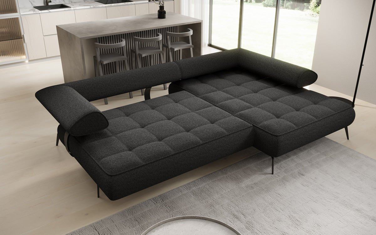 Designer Sofa Sydney L II Bouclé med elektrisk sovefunktion